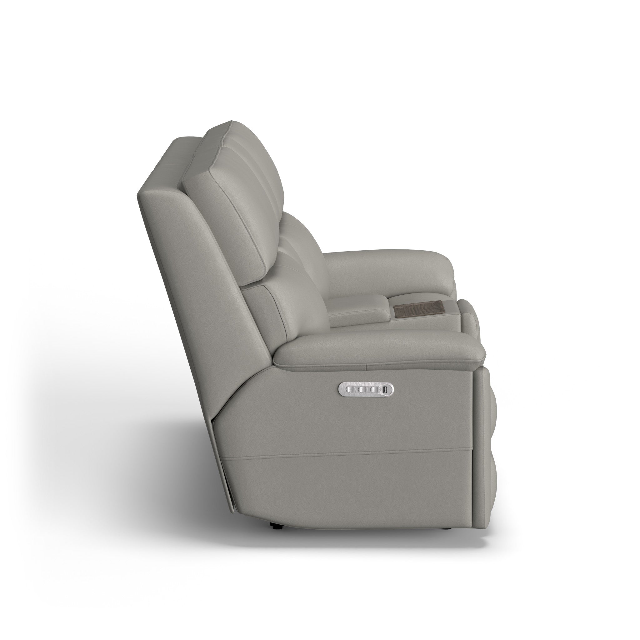 Porter Leather Power Reclining Loveseat with Console, Power Headrest, & Lumbar