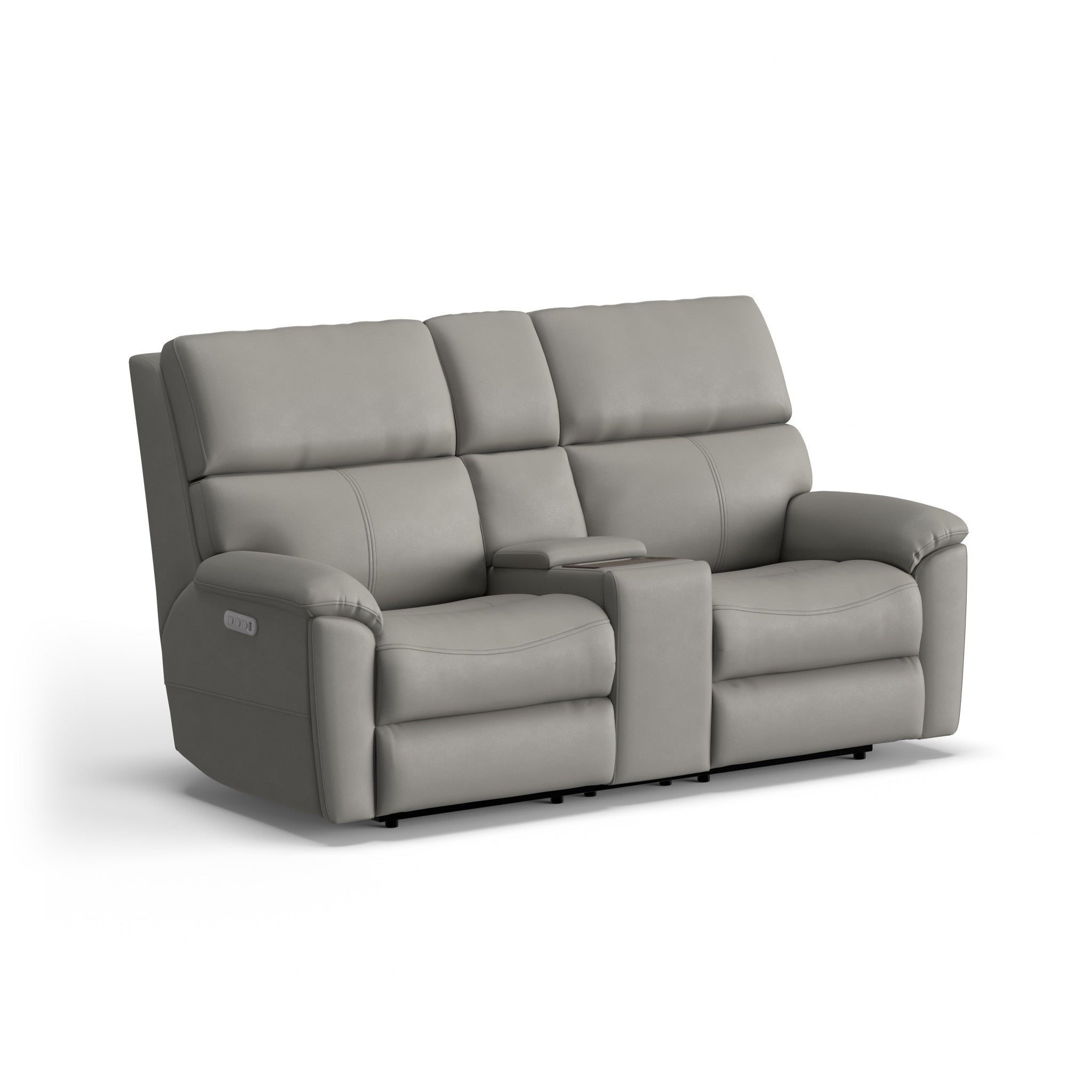 Porter Leather Power Reclining Loveseat with Console, Power Headrest, & Lumbar