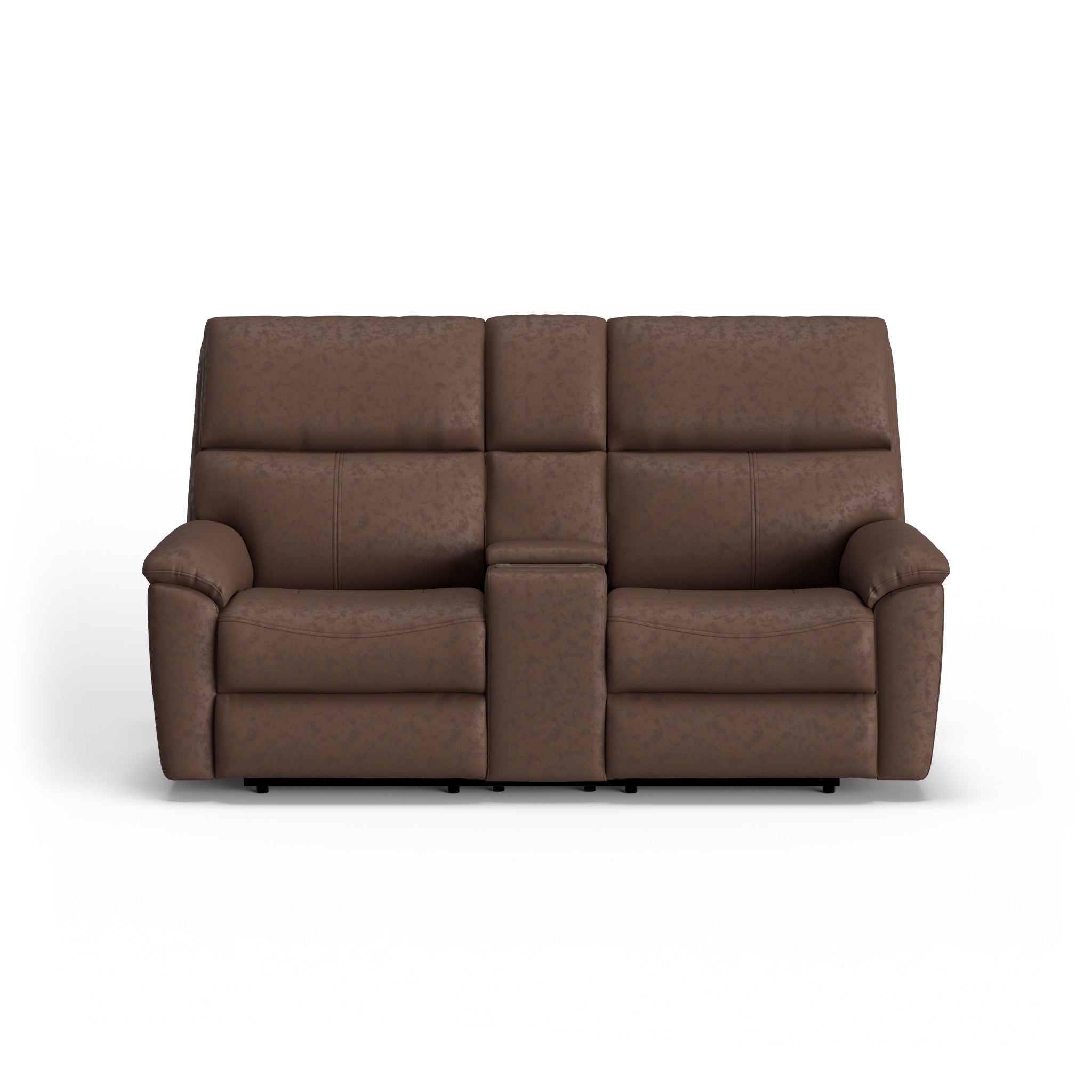 Porter Leather Power Reclining Loveseat with Console, Power Headrest, & Lumbar