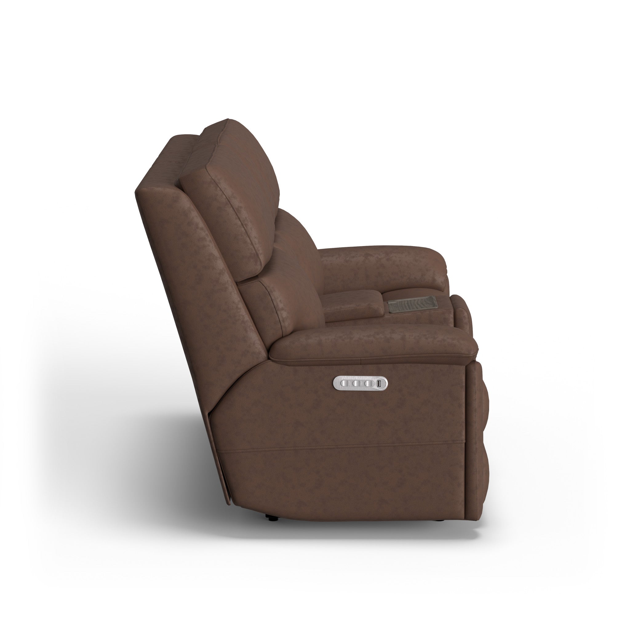 Porter Leather Power Reclining Loveseat with Console, Power Headrest, & Lumbar