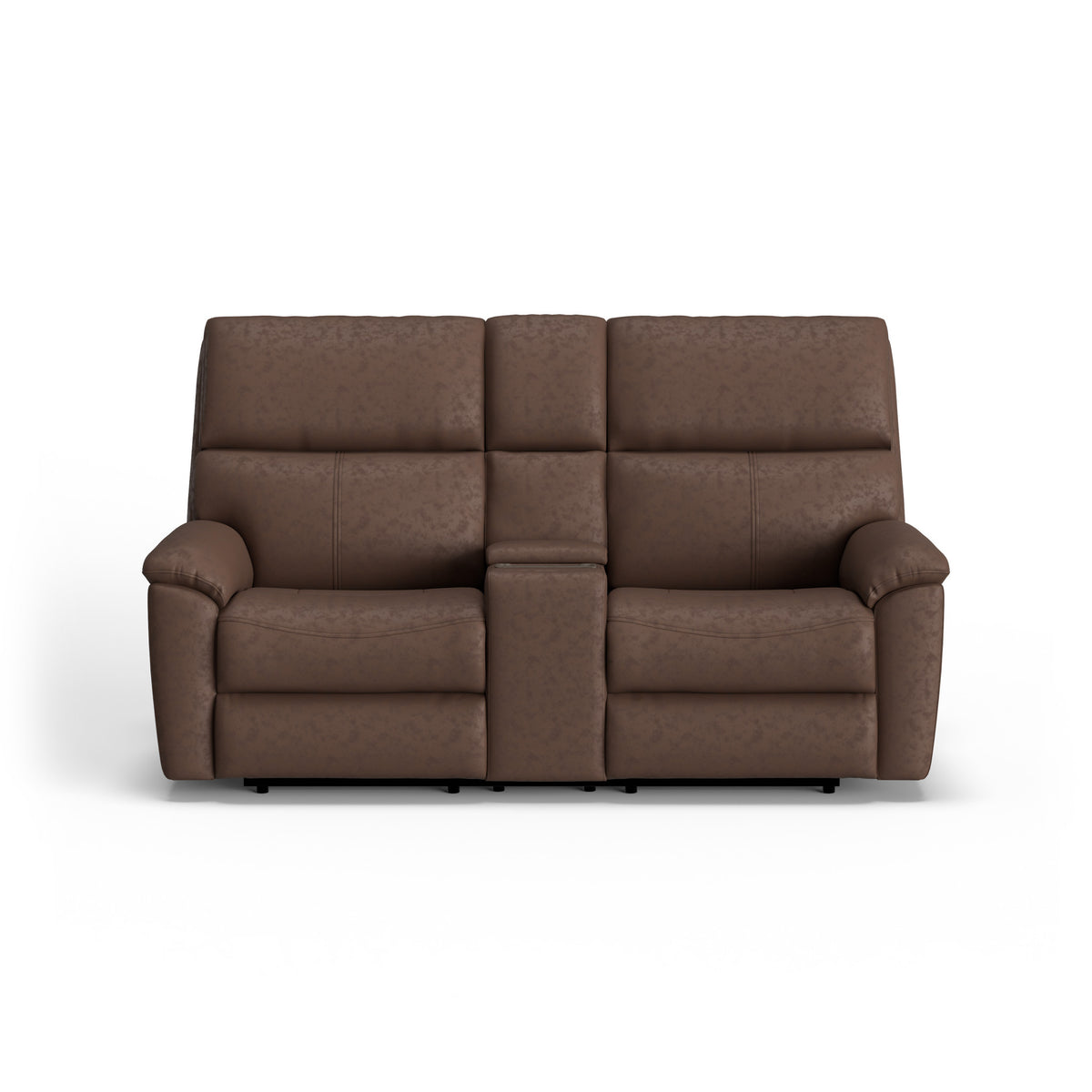 Porter Leather Power Reclining Loveseat with Console, Power Headrest, & Lumbar