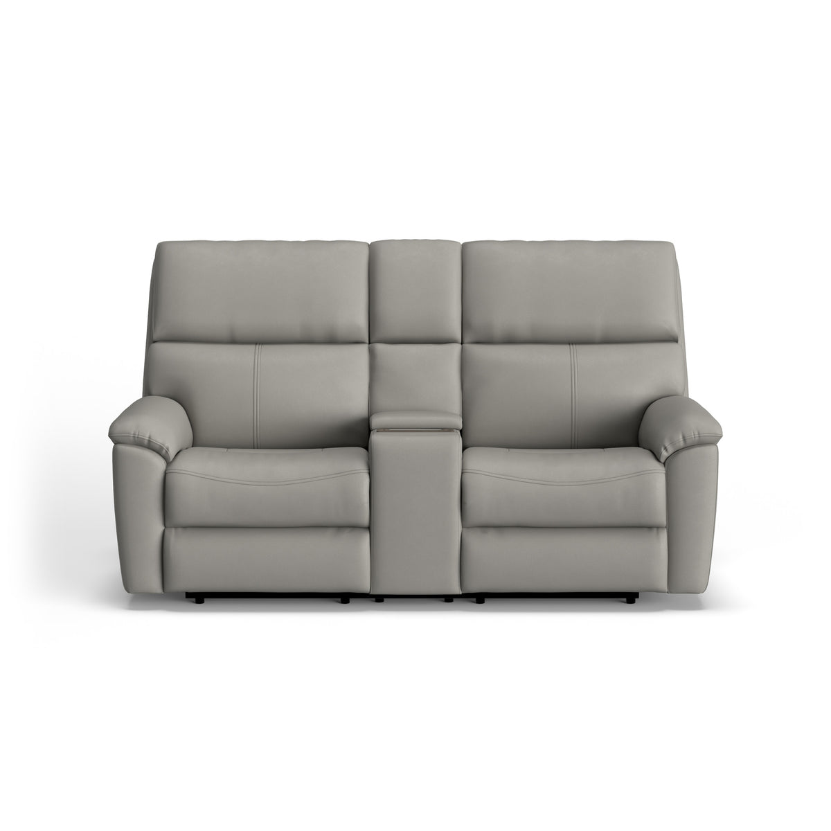 Porter Leather Power Reclining Loveseat with Console, Power Headrest, & Lumbar