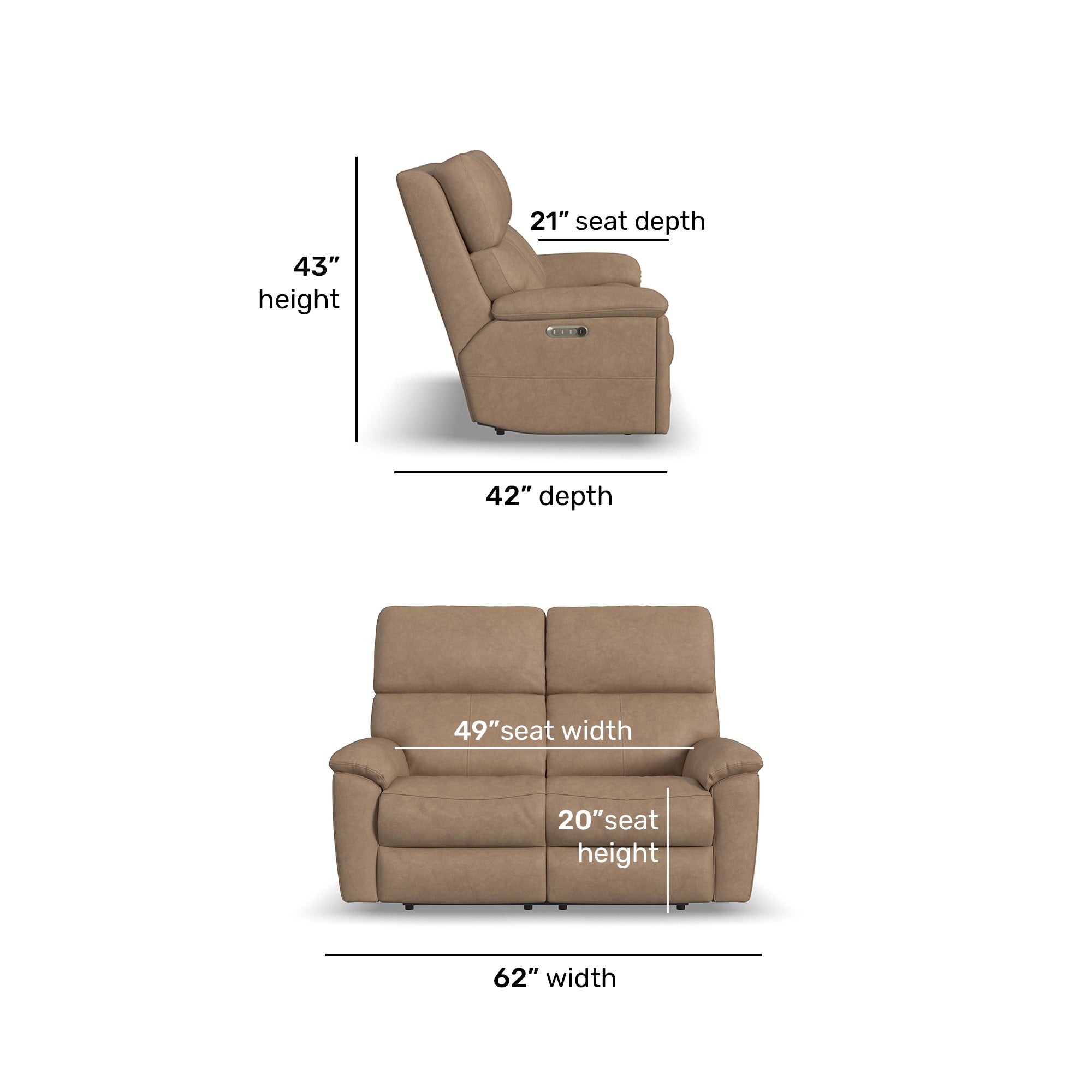 Porter Leather Power Reclining Loveseat with Power Headrest & Lumbar