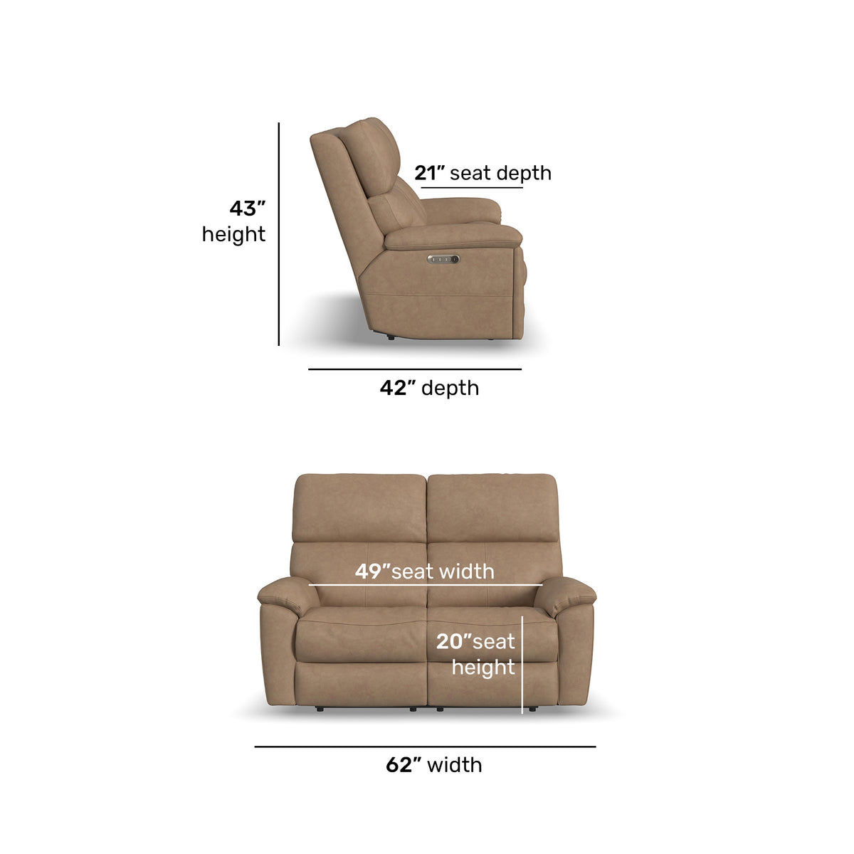 Porter Leather Power Reclining Loveseat with Power Headrest & Lumbar