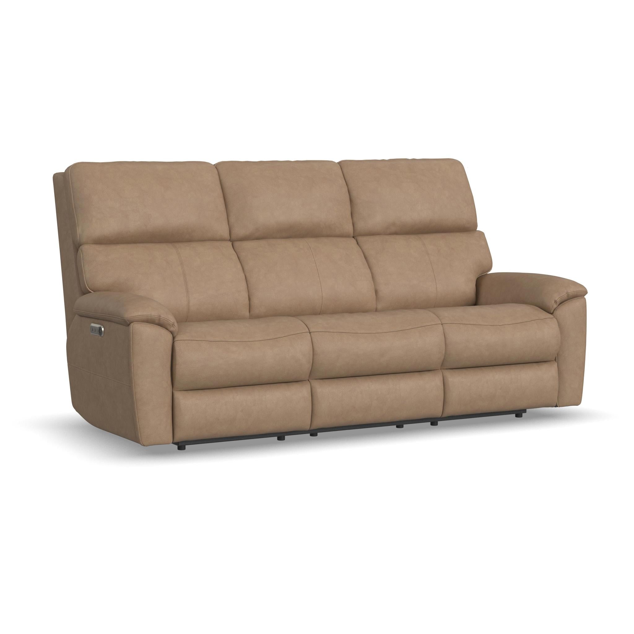Porter Leather Power Reclining Sofa with Console, Power Headrest, & Lumbar