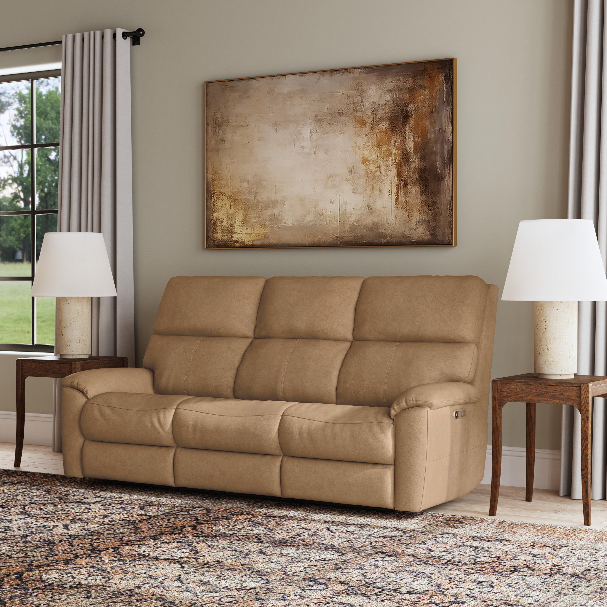 Porter Leather Power Reclining Sofa with Console, Power Headrest, & Lumbar