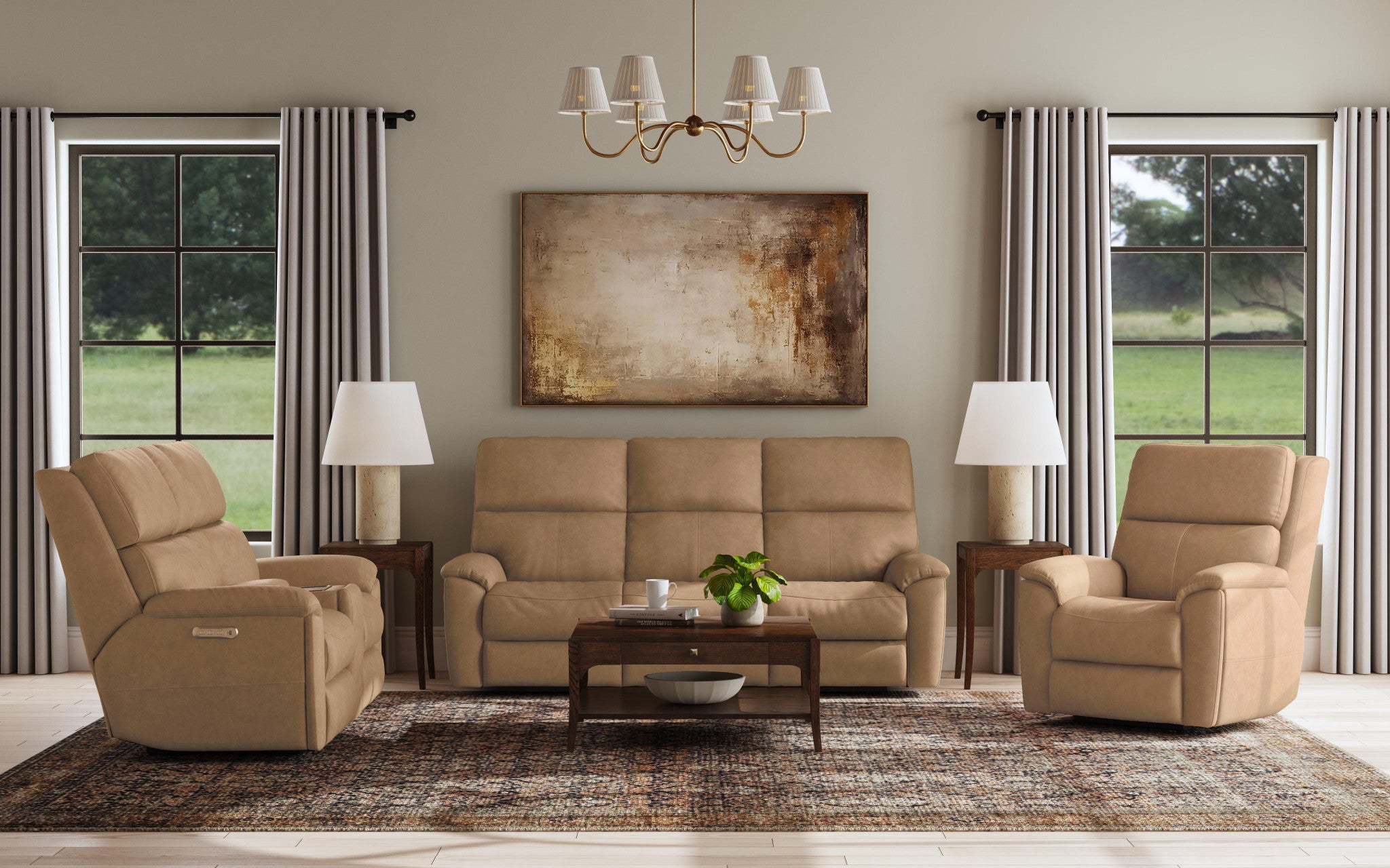 Porter Leather Power Reclining Sofa with Console, Power Headrest, & Lumbar