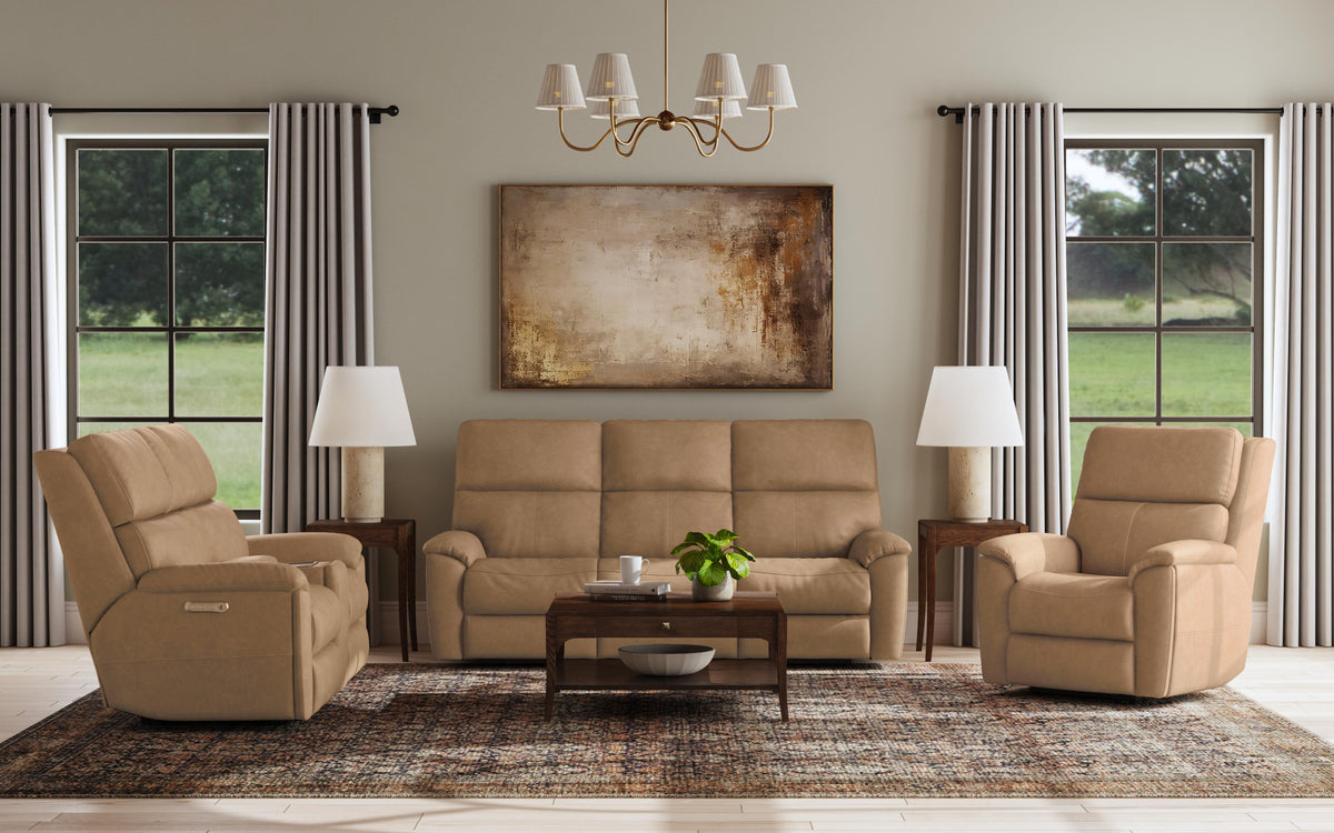 Porter Leather Power Reclining Sofa with Console, Power Headrest, & Lumbar
