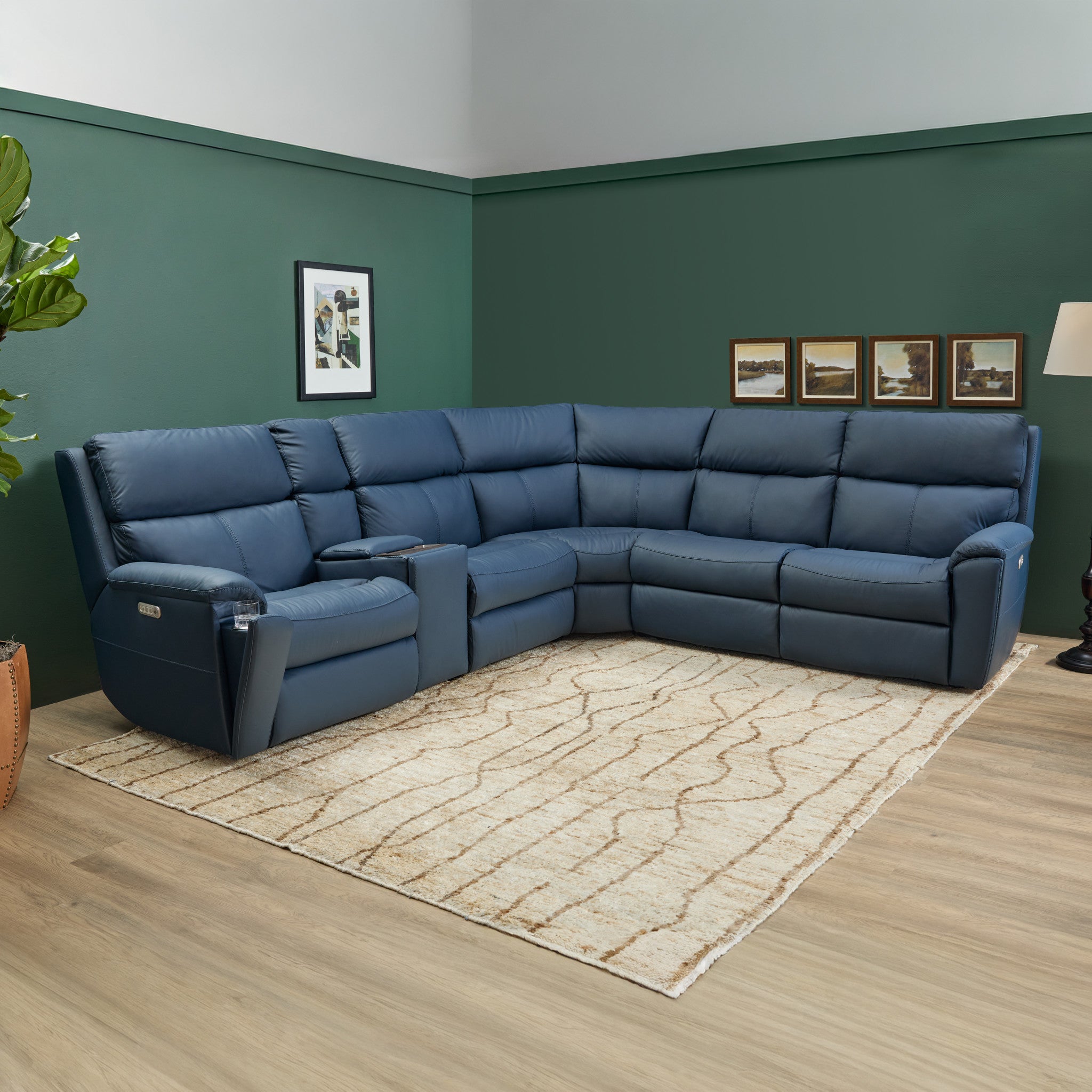 Porter Leather Power Reclining Leather Sectional with Power Headrest & Lumbar