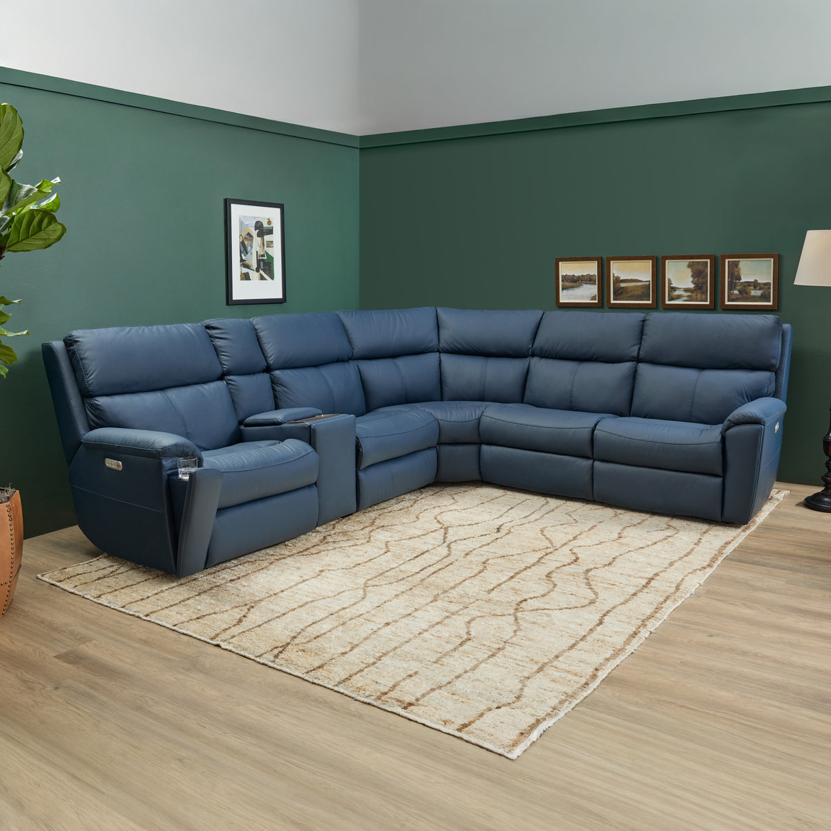 Porter Leather Power Reclining Leather Sectional with Power Headrest & Lumbar