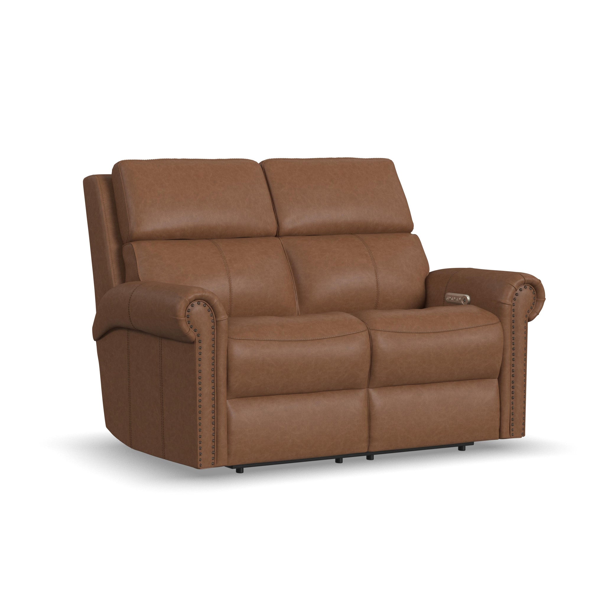 Bernard Leather Power Reclining Loveseat with Power Headrests & Lumbar