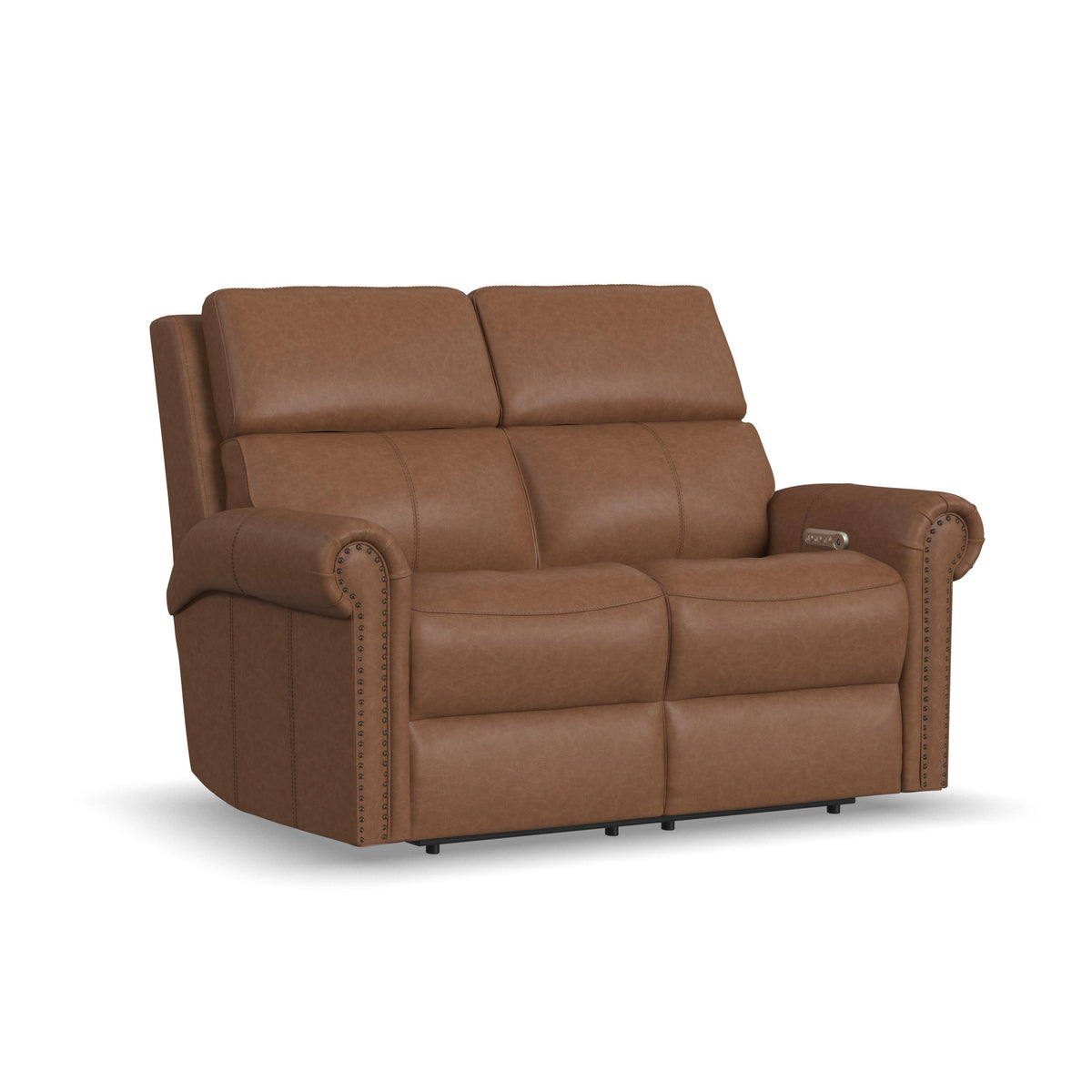 Bernard Leather Power Reclining Loveseat with Power Headrests & Lumbar