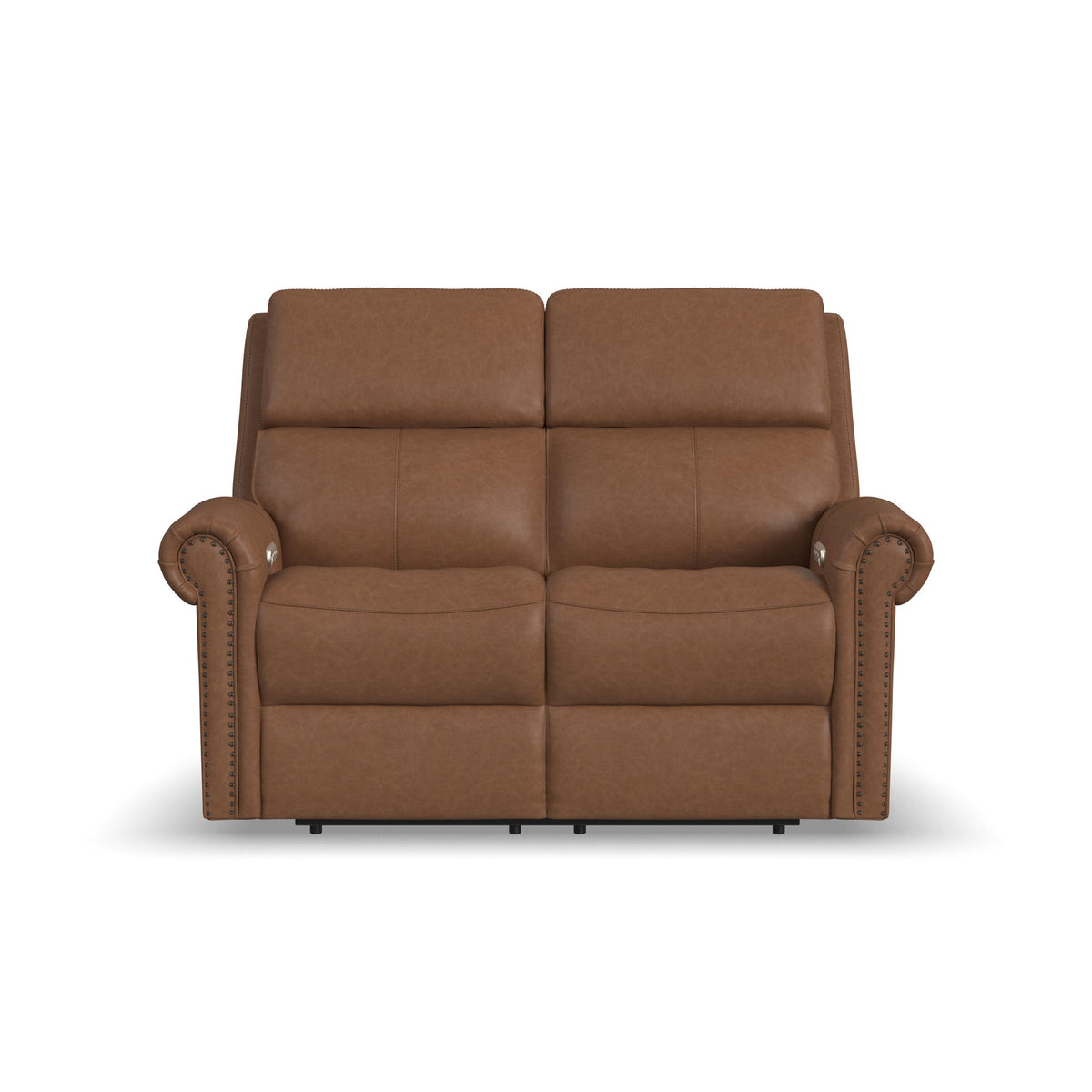 Bernard Leather Power Reclining Loveseat with Power Headrests & Lumbar