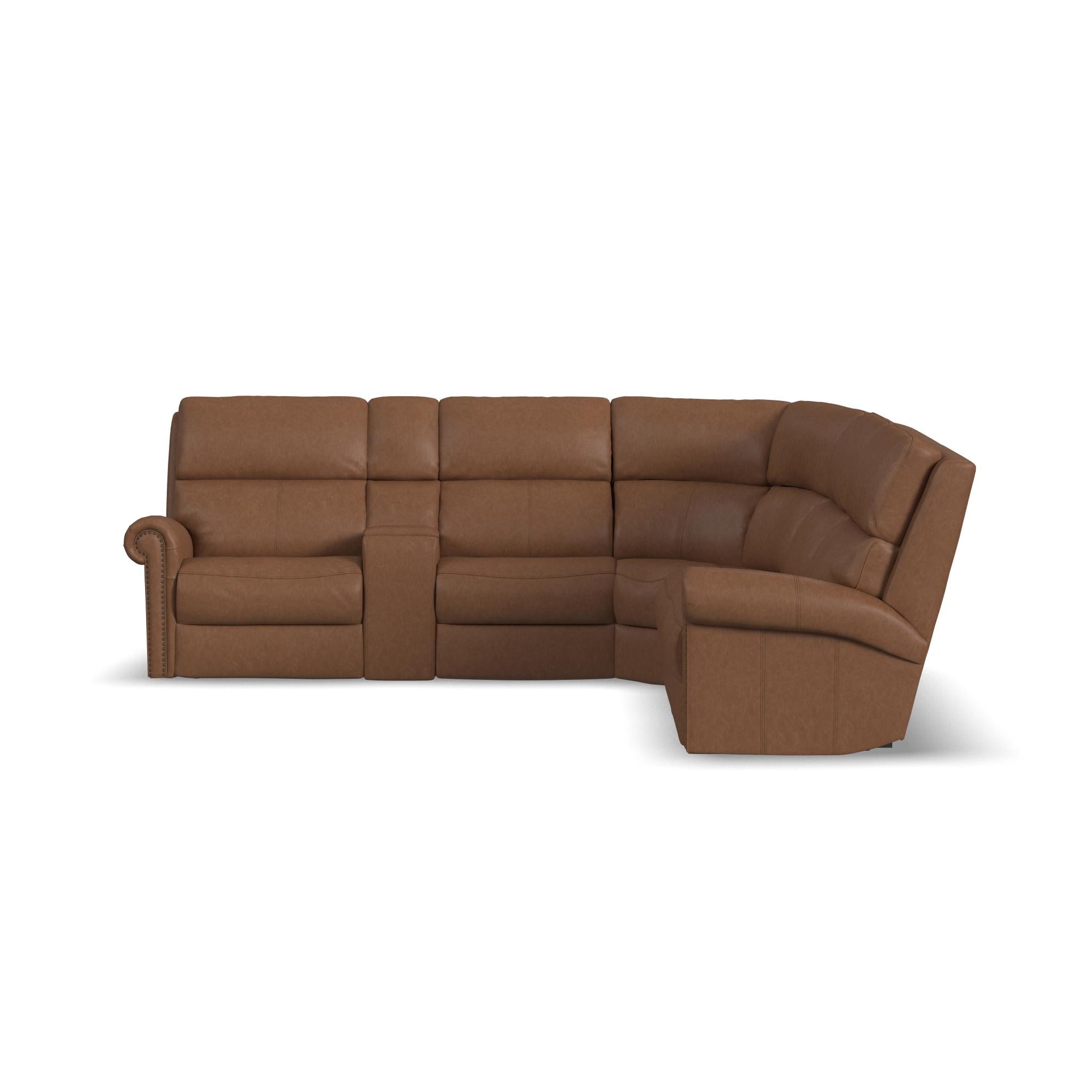 Bernard Leather Power Reclining Sectional w/ Power Headrest & Lumbar
