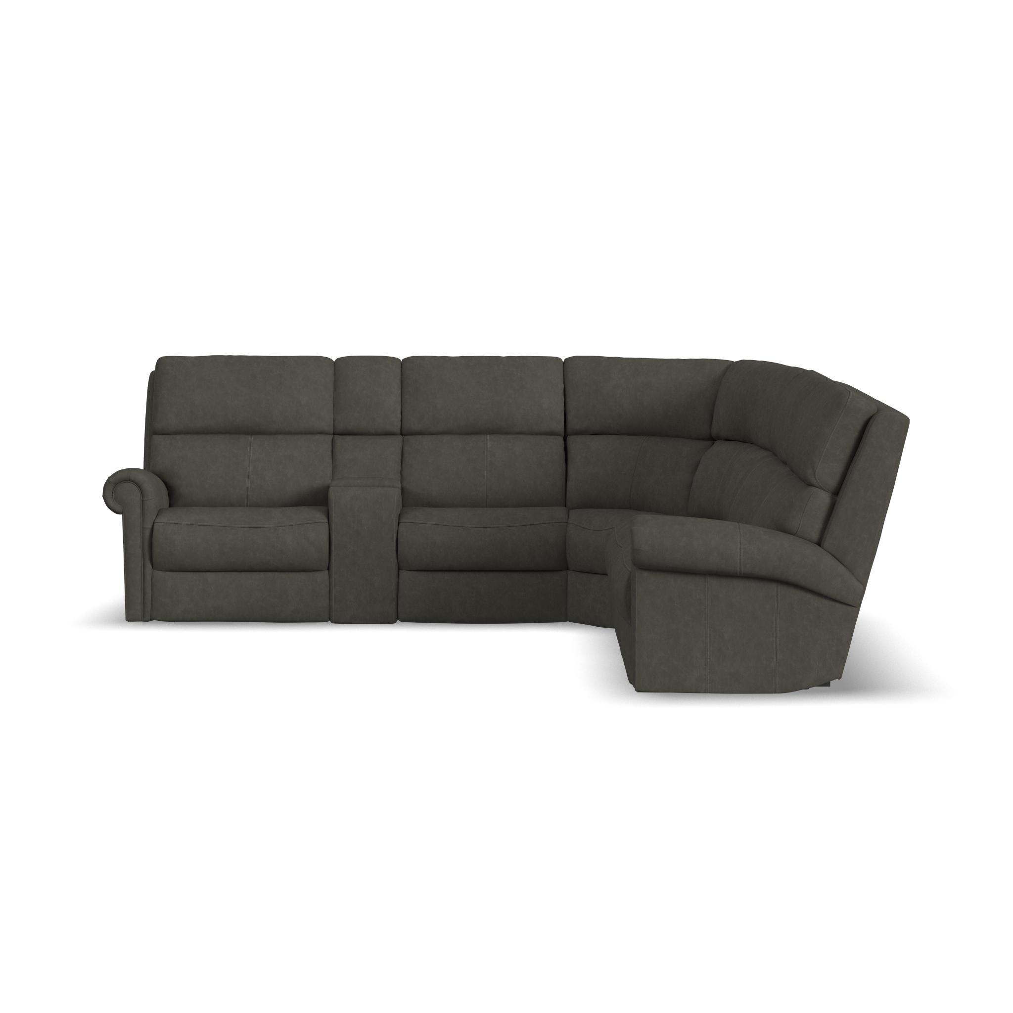 Bernard Leather Power Reclining Sectional w/ Power Headrest & Lumbar
