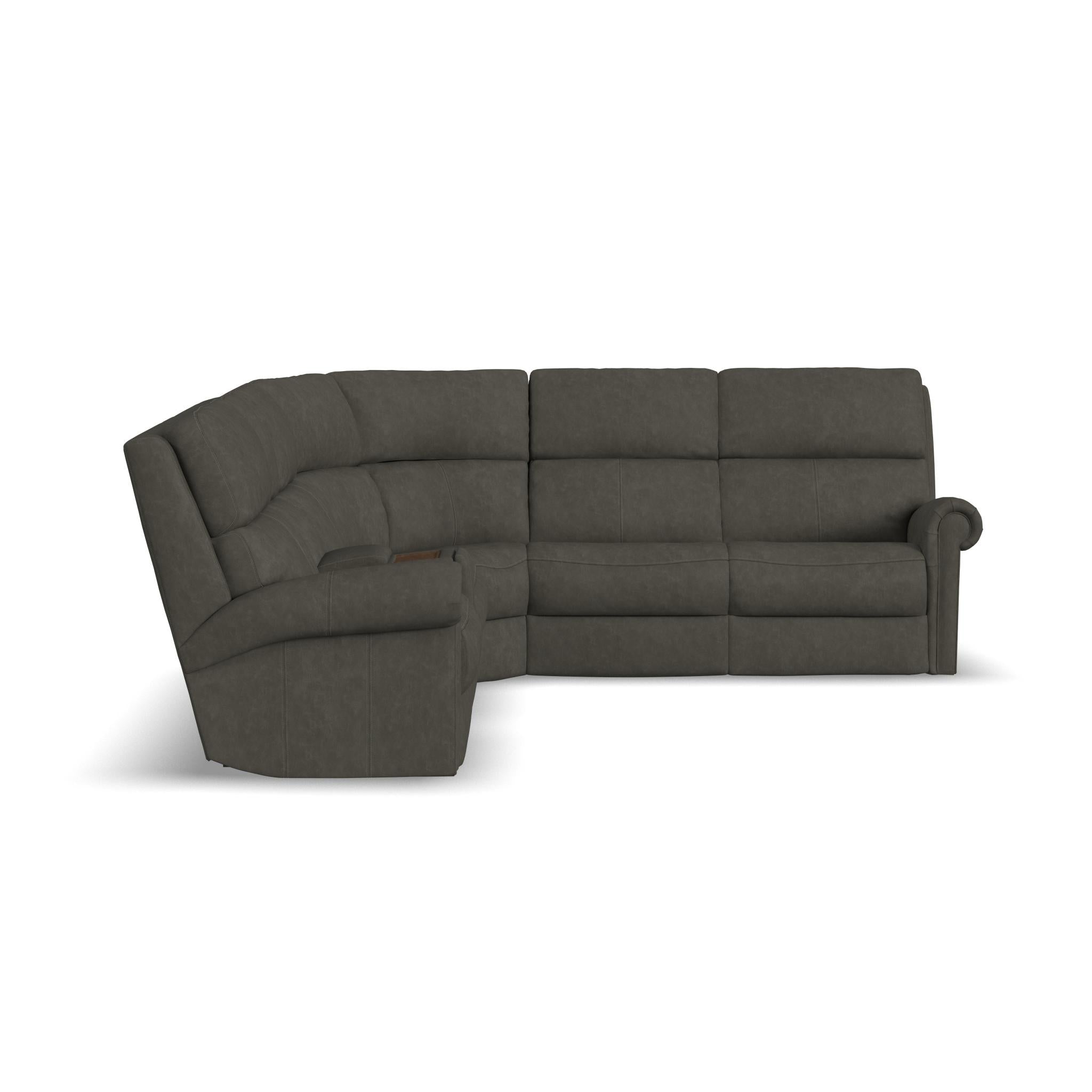 Bernard Leather Power Reclining Sectional w/ Power Headrest & Lumbar