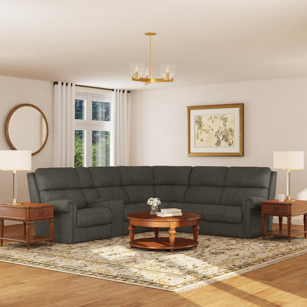 Bernard Leather Power Reclining Sectional w/ Power Headrest & Lumbar