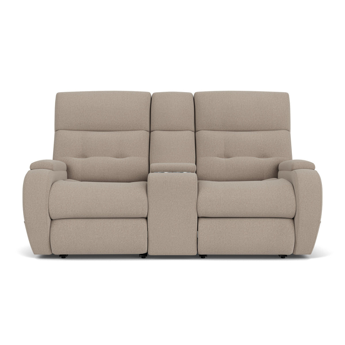 Strait Leather Power Reclining Loveseat with Console & Power Headrests