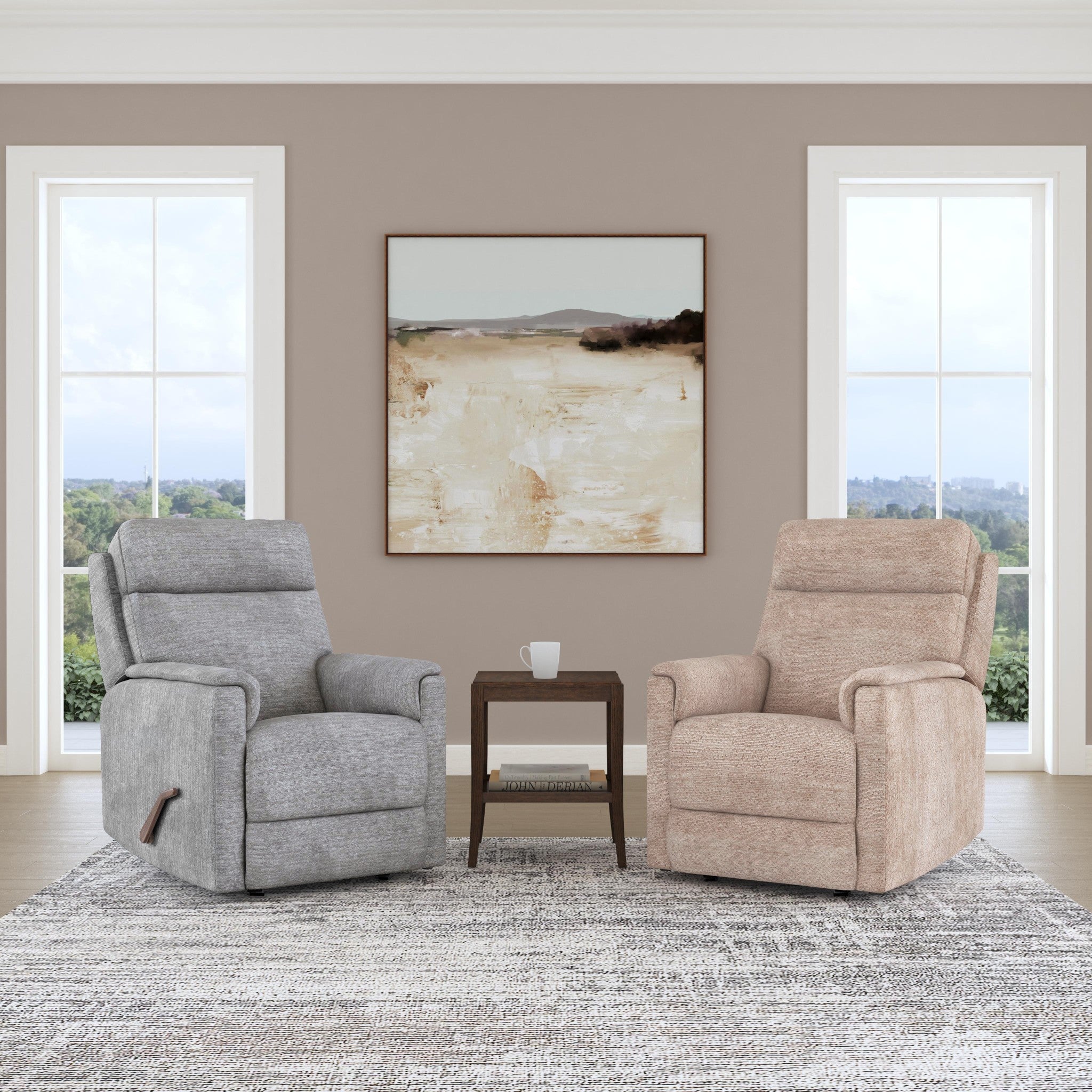 Compact Moon Gray Fabric Perfect Match Gliding Recliner