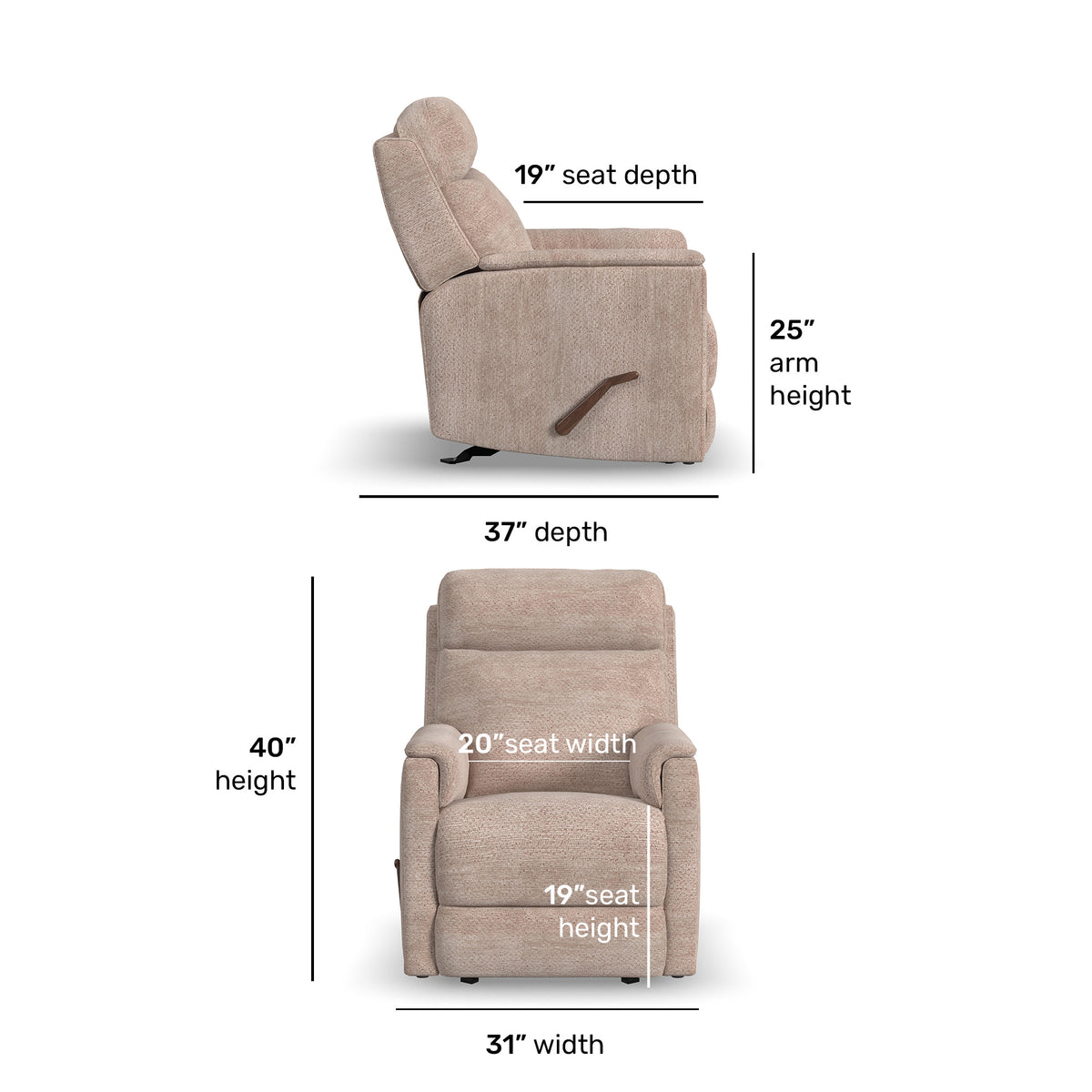 Compact Fabric Perfect Match Gliding Recliner