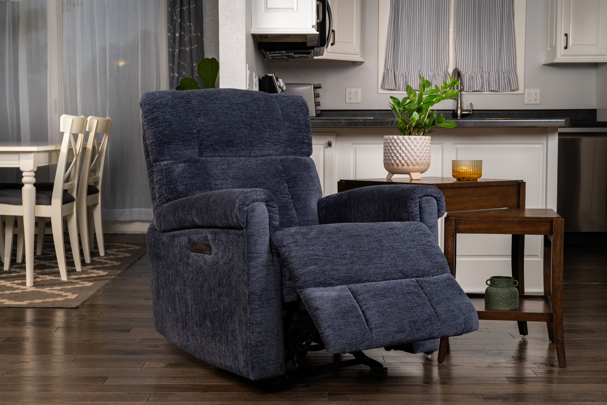 Classic Nocturne Fabric Perfect Match Power Gliding Recliner with Power Headrest & Lumbar