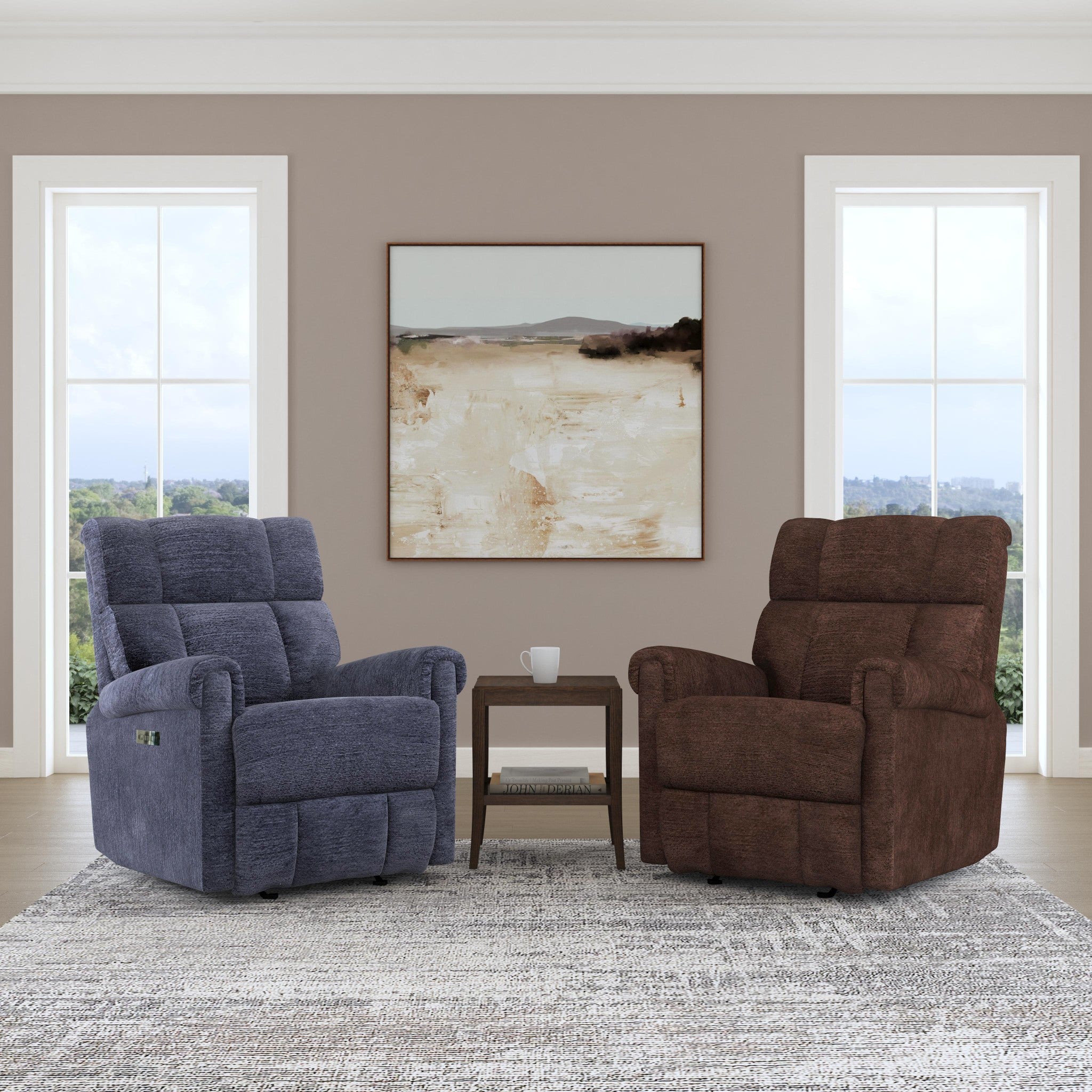 Classic Nocturne Fabric Perfect Match Power Gliding Recliner with Power Headrest & Lumbar