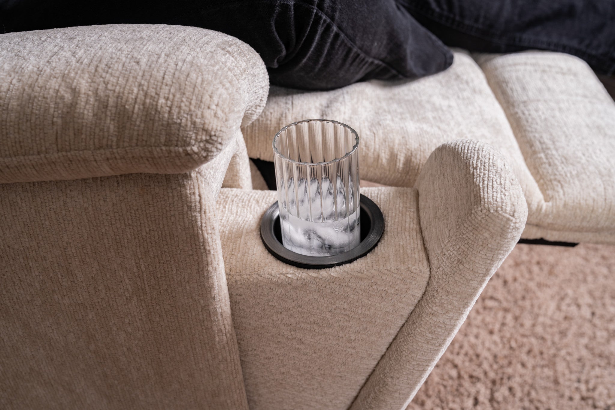 Refined Pearl Fabric Perfect Match Swivel Gliding Recliner
