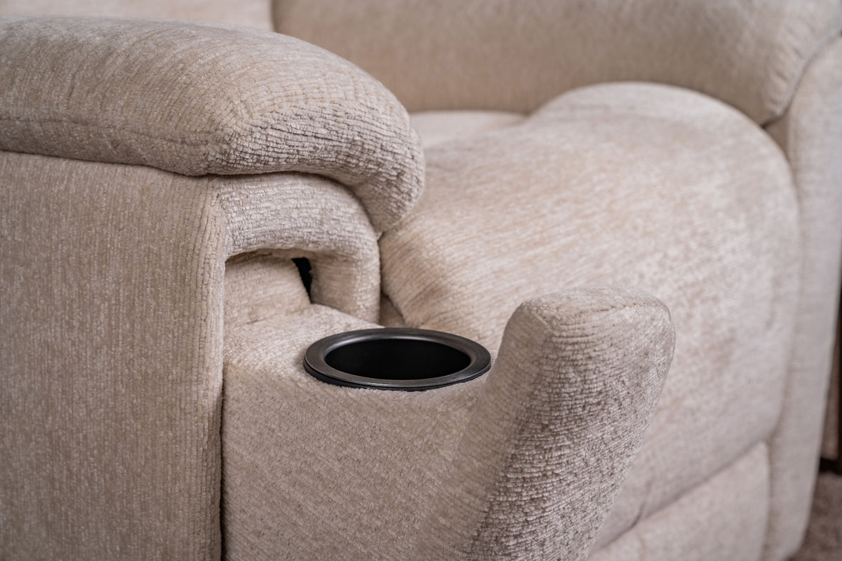 Refined Pearl Fabric Perfect Match Swivel Gliding Recliner
