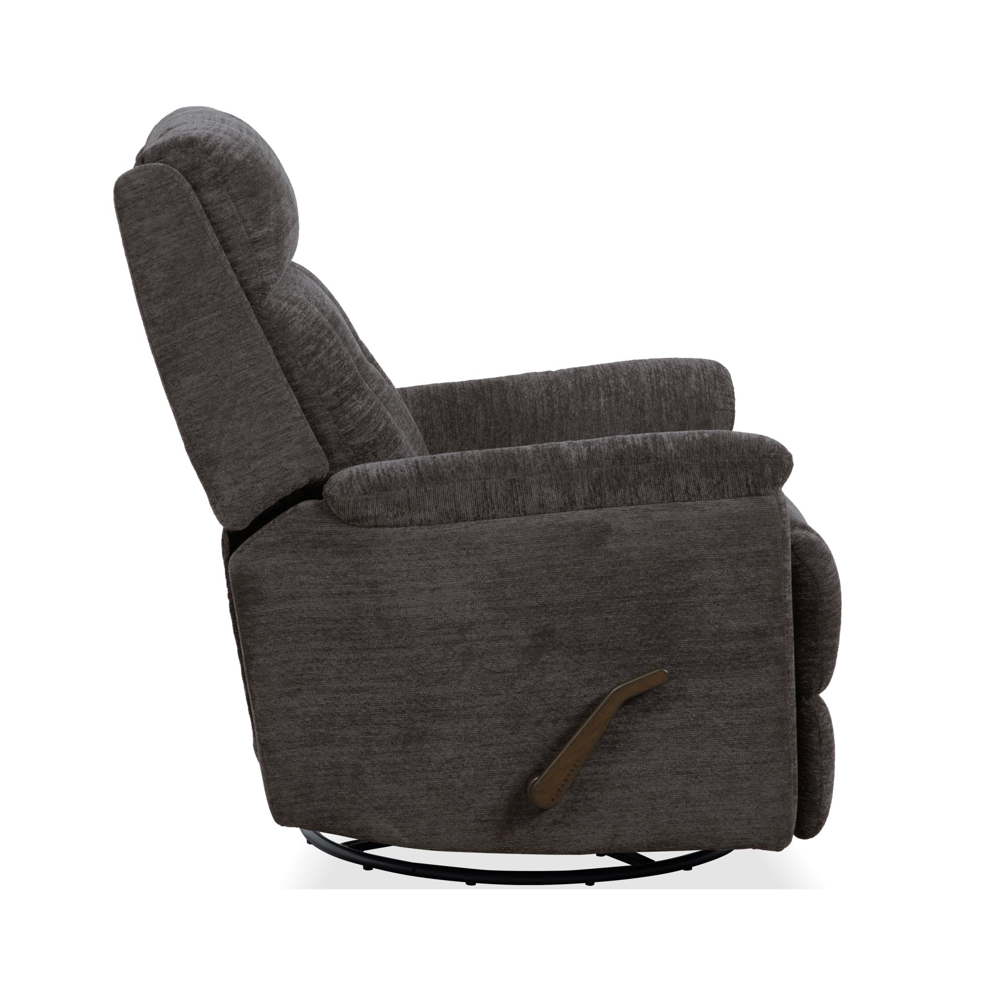 Sophisticated Steel Fabric Perfect Match Swivel Gliding Recliner