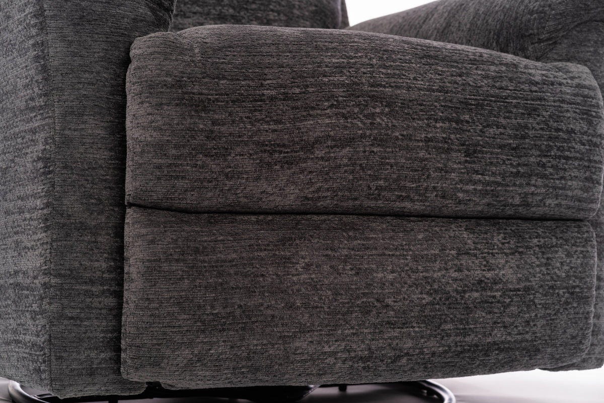Sophisticated Steel Fabric Perfect Match Swivel Gliding Recliner