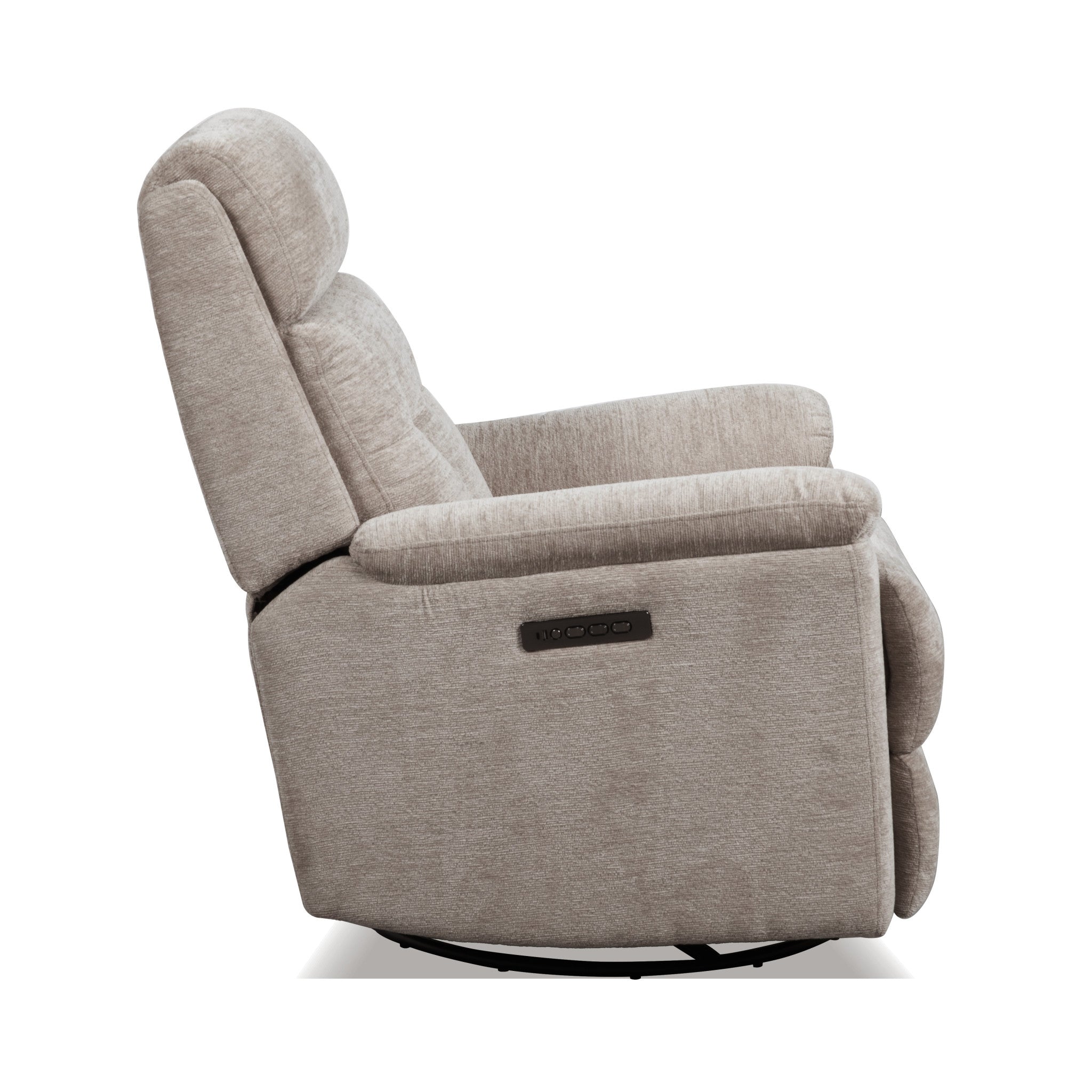 Sophisticated Oat Fabric Perfect Match Power Swivel Gliding Recliner with Power Headrest & Lumbar