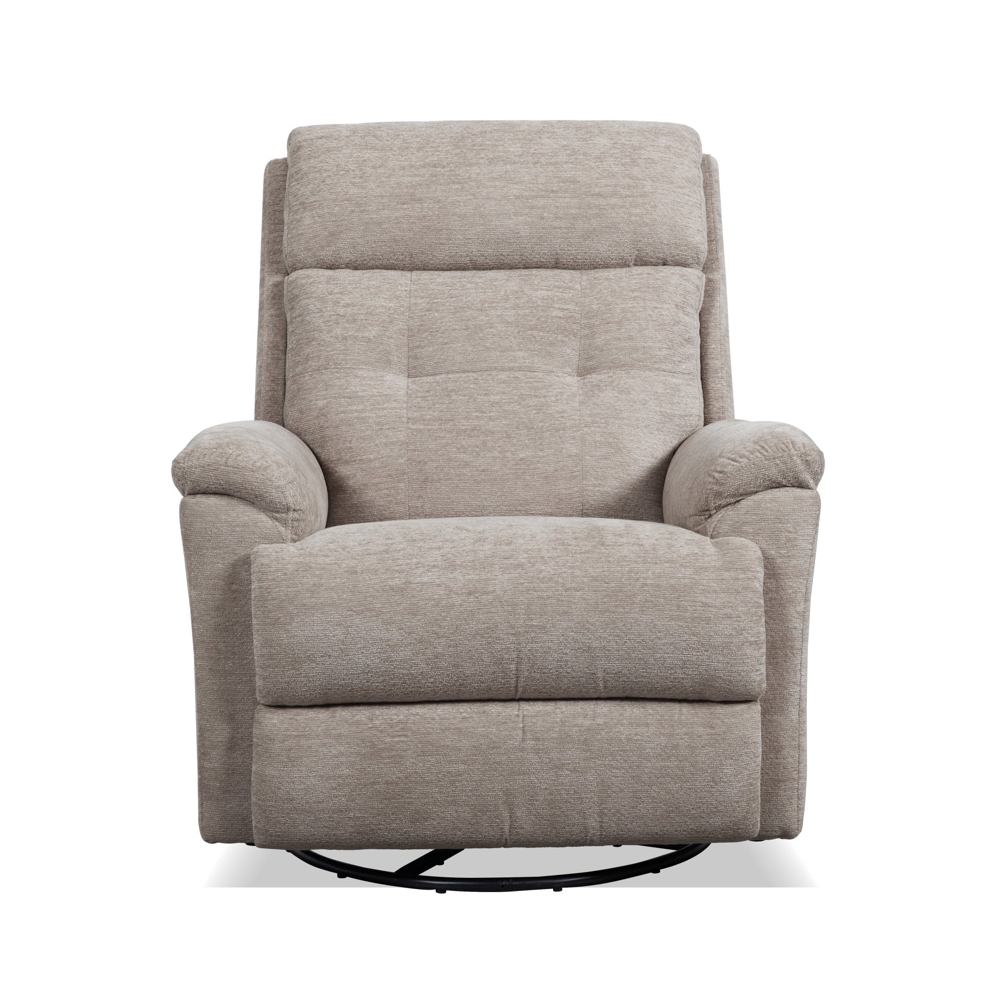 Sophisticated Oat Fabric Perfect Match Power Swivel Gliding Recliner with Power Headrest & Lumbar