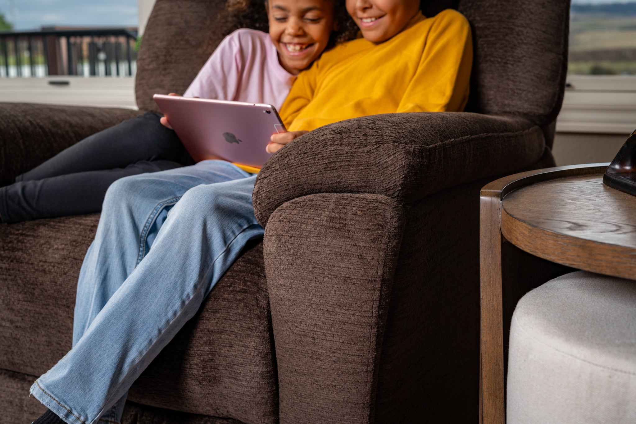 Plush Buffalo Fabric Perfect Match Gliding Recliner