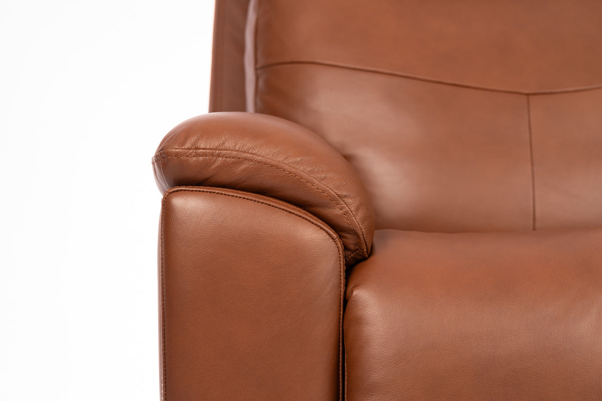 Refined Hickory Leather Perfect Match Power Swivel Gliding Recliner with Power Headrest & Lumbar