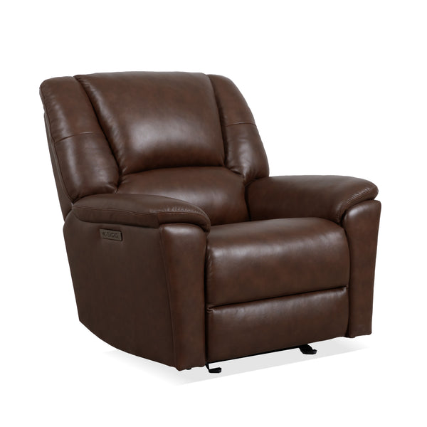 Plush Tavern Brown Leather Perfect Match Power Gliding Recliner with Power Headrest & Lumbar