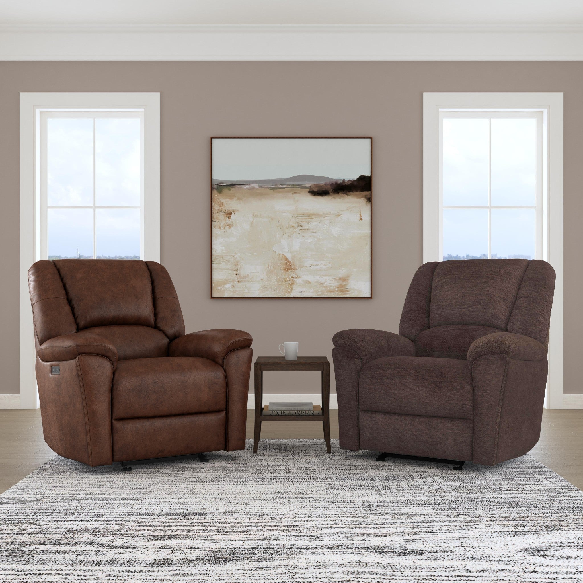 Plush Tavern Brown Leather Perfect Match Power Gliding Recliner