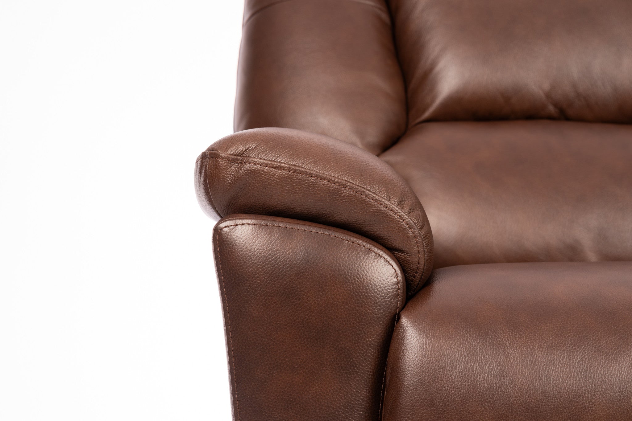 Plush Tavern Brown Leather Perfect Match Power Gliding Recliner with Power Headrest & Lumbar