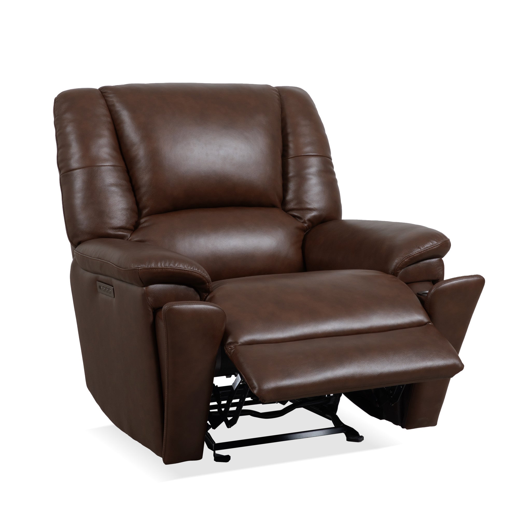 Plush Tavern Brown Leather Perfect Match Power Gliding Recliner with Power Headrest & Lumbar