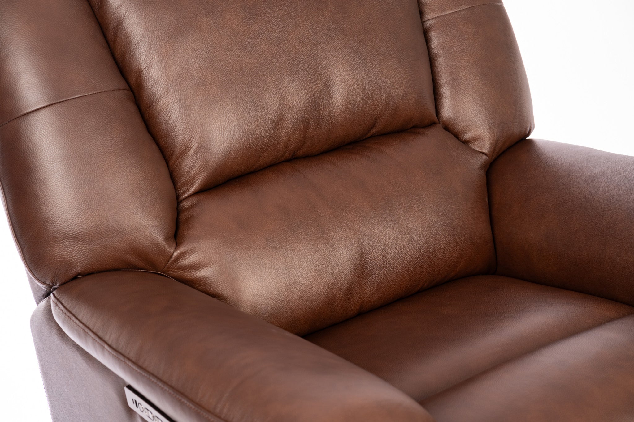 Plush Tavern Brown Leather Perfect Match Power Gliding Recliner with Power Headrest & Lumbar
