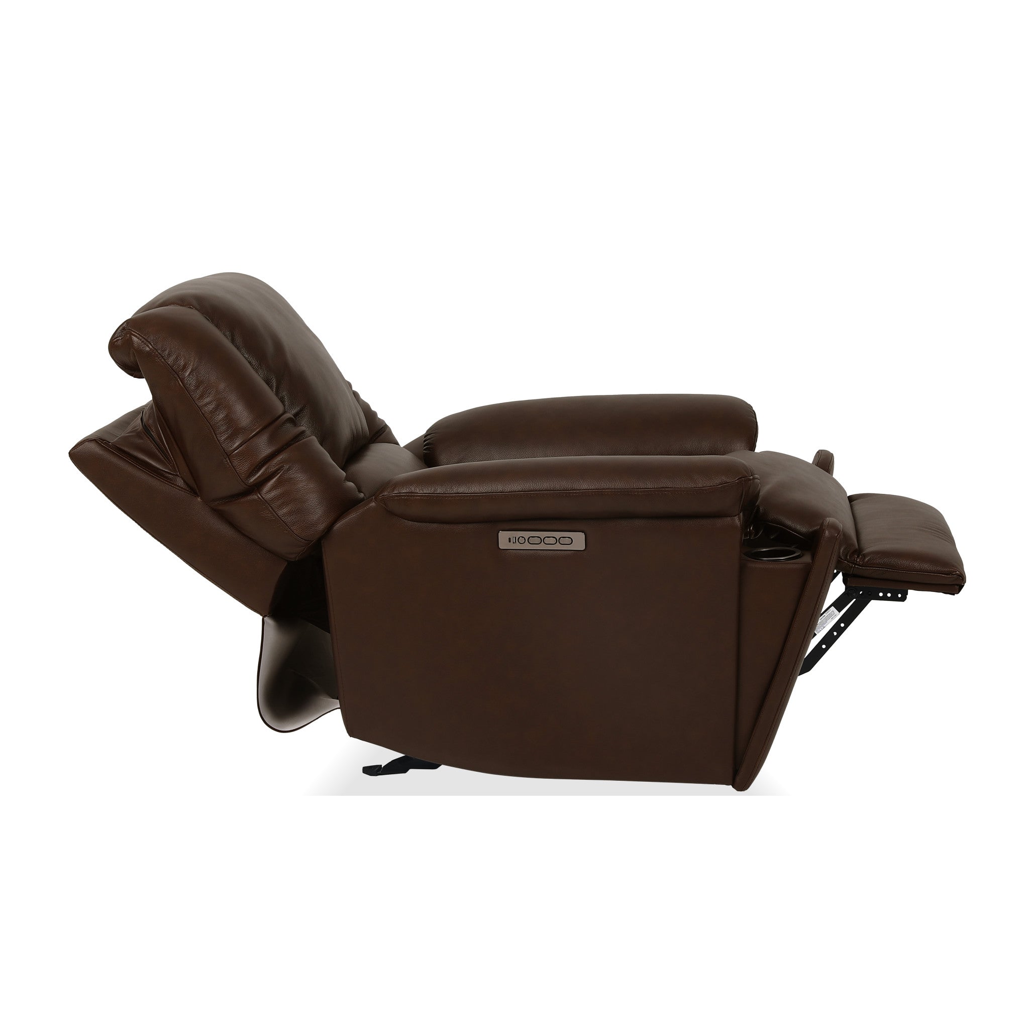 Plush Tavern Brown Leather Perfect Match Power Gliding Recliner with Power Headrest & Lumbar