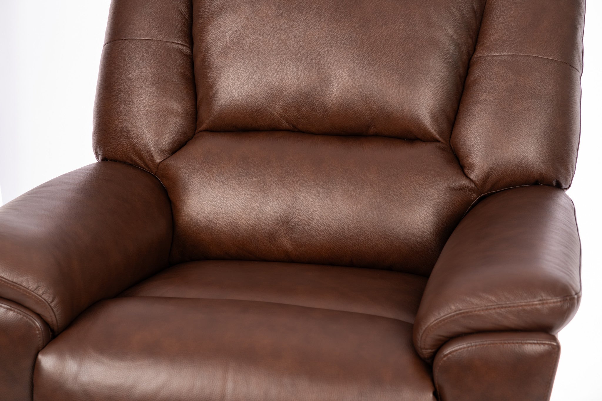 Plush Tavern Brown Leather Perfect Match Power Gliding Recliner with Power Headrest & Lumbar