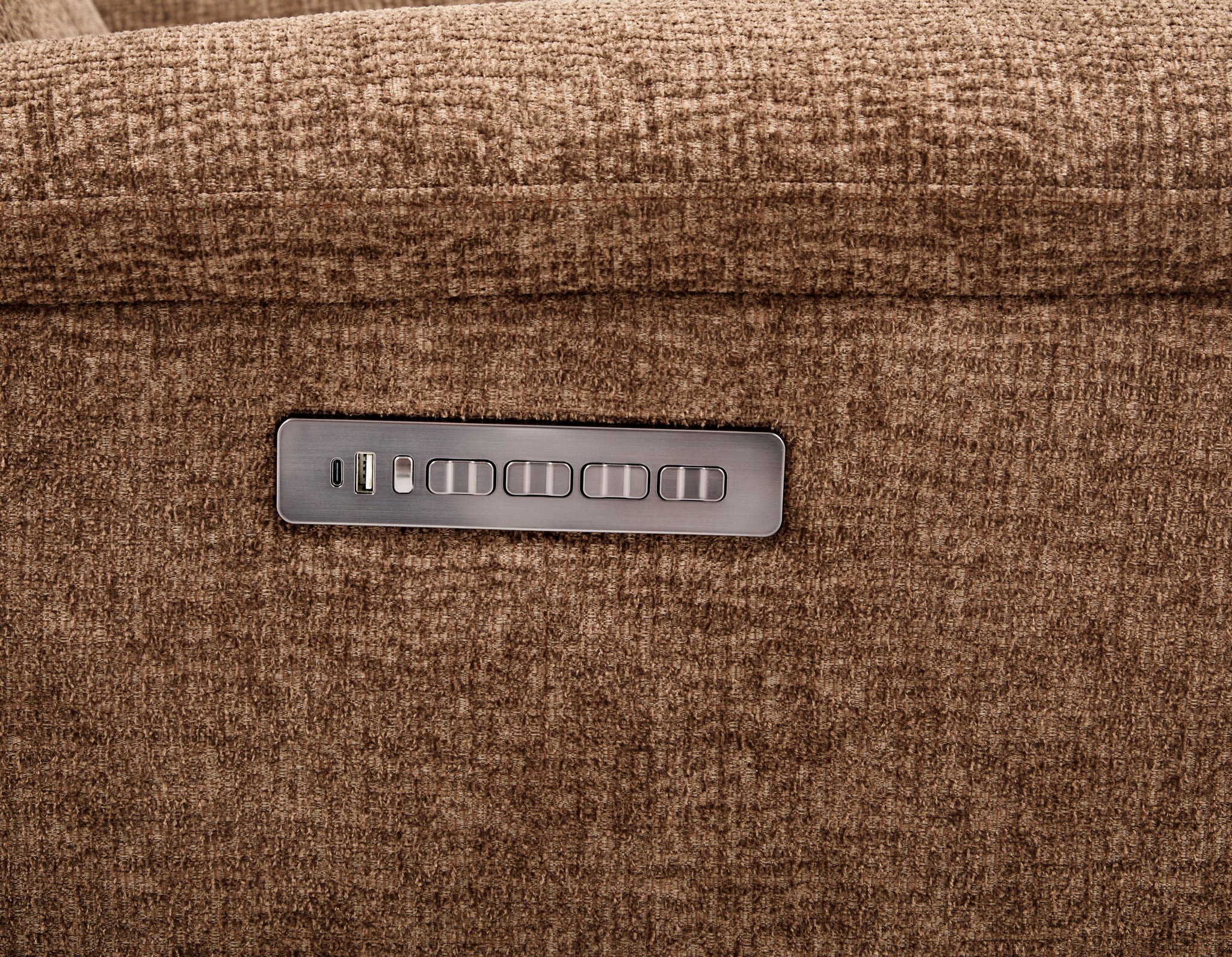 Refined Fabric Power Swivel Gliding Recliner with Power Headrest & Lumbar