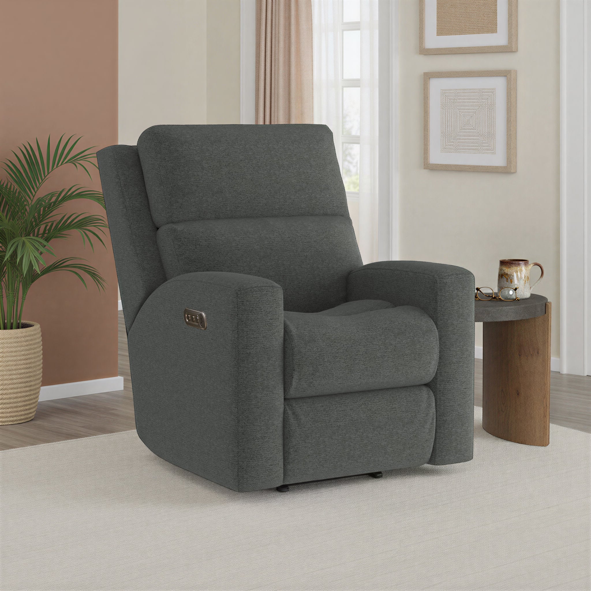 Score Fabric Power Recliner with Power Headrest & Lumbar