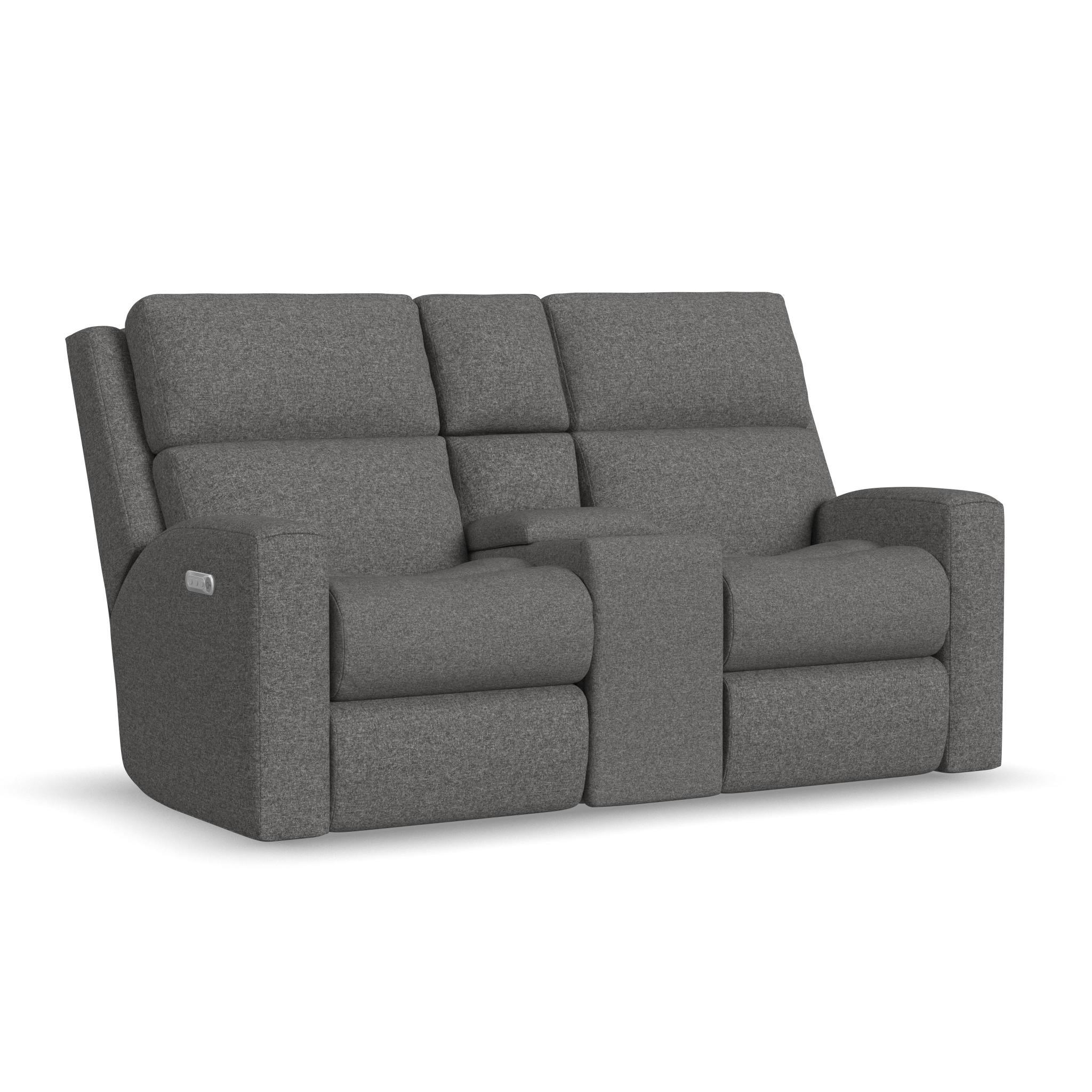 Score Fabric Power Reclining Loveseat with Console & Power Headrests & Lumbar