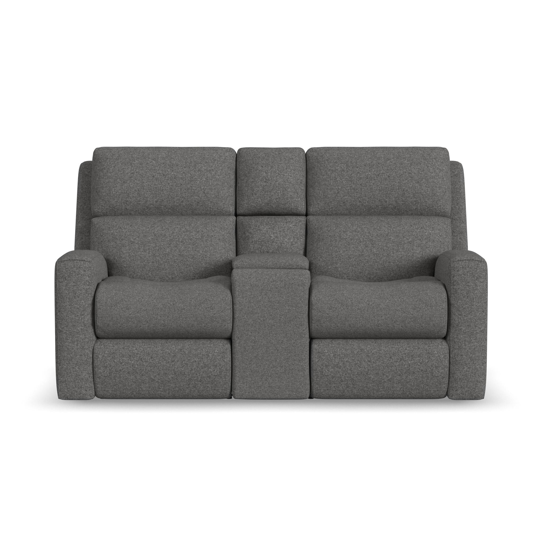 Score Fabric Power Reclining Loveseat with Console & Power Headrests & Lumbar