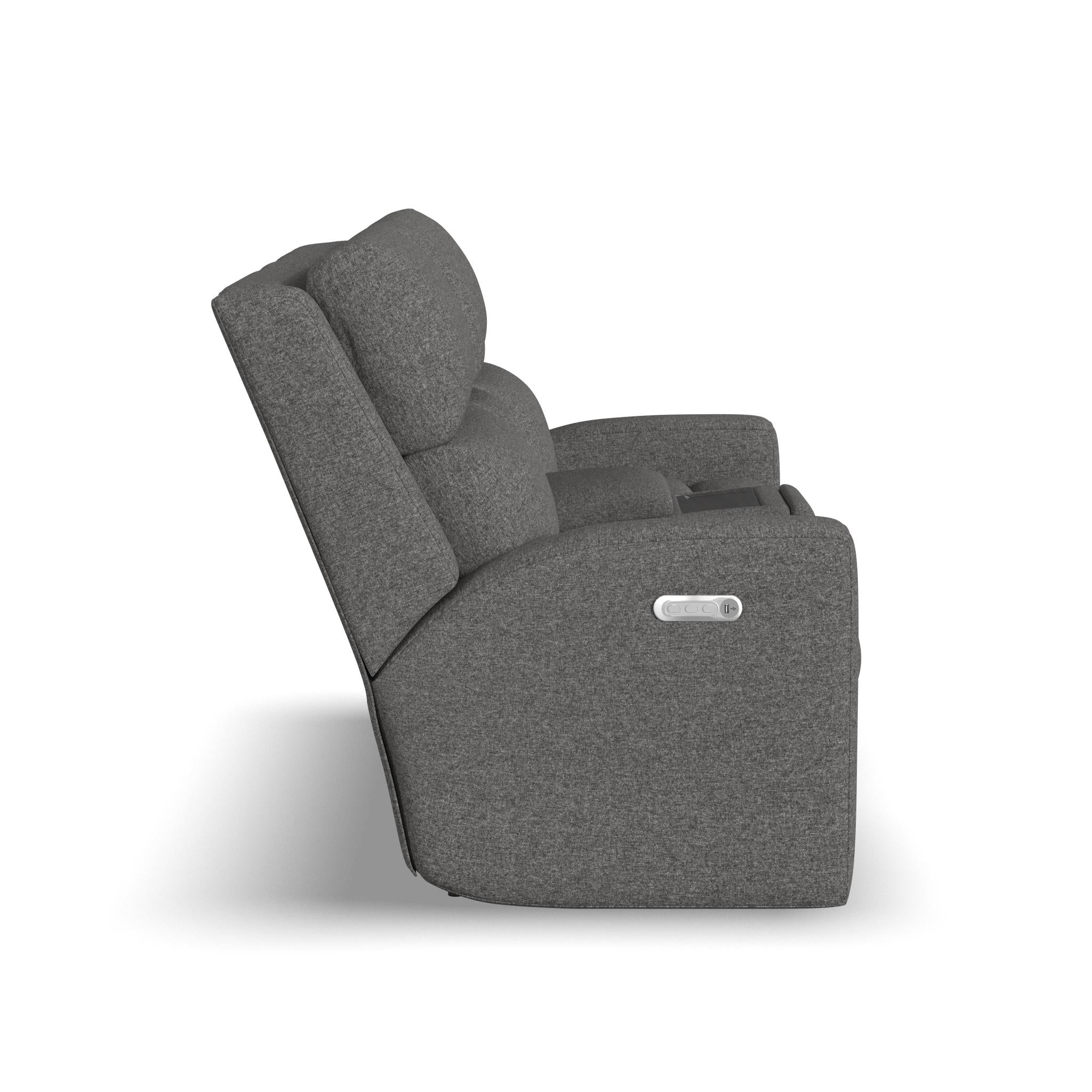 Score Fabric Power Reclining Loveseat with Console & Power Headrests & Lumbar