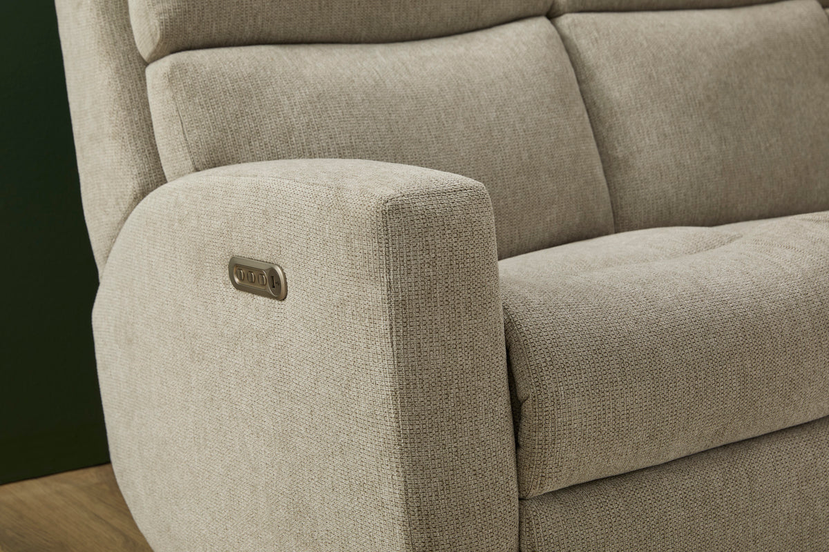 Score Fabric Power Reclining Sofa with Power Headrests & Lumbar