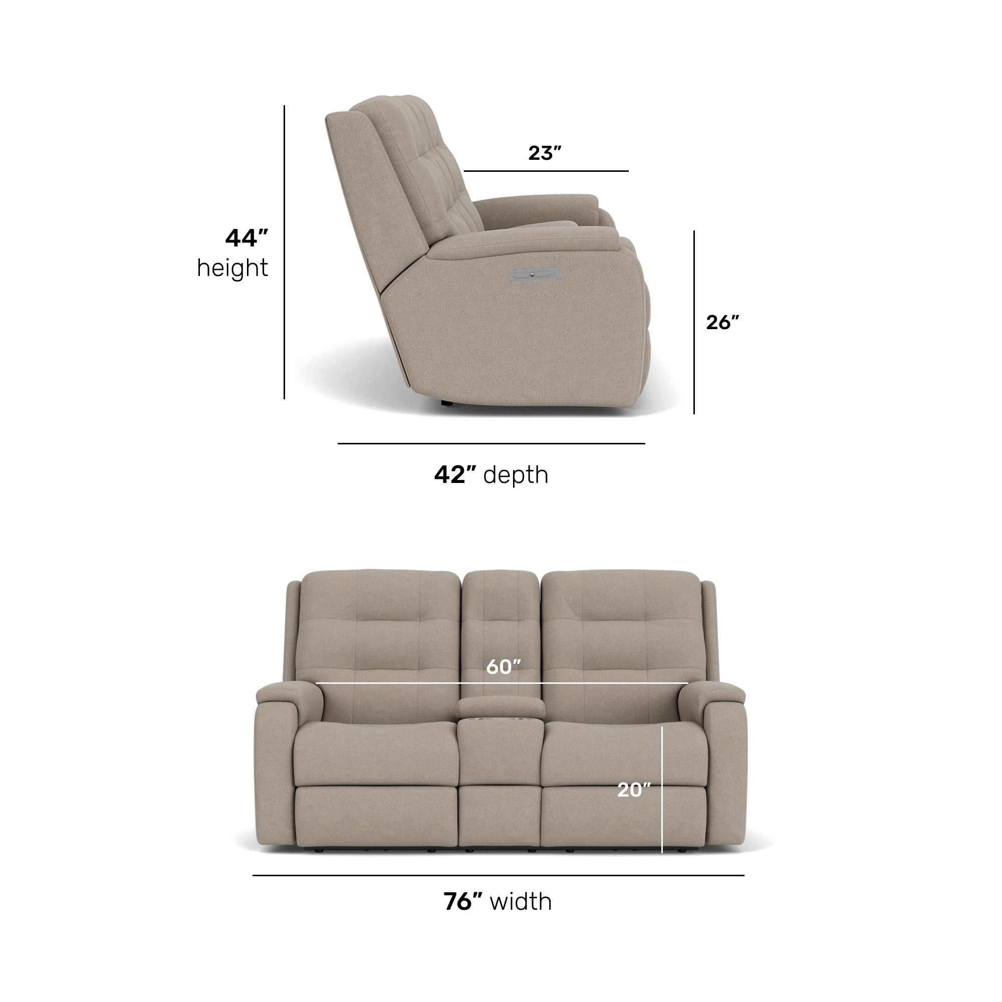 Arlo Fabric Power Reclining Loveseat with Console & Power Headrests