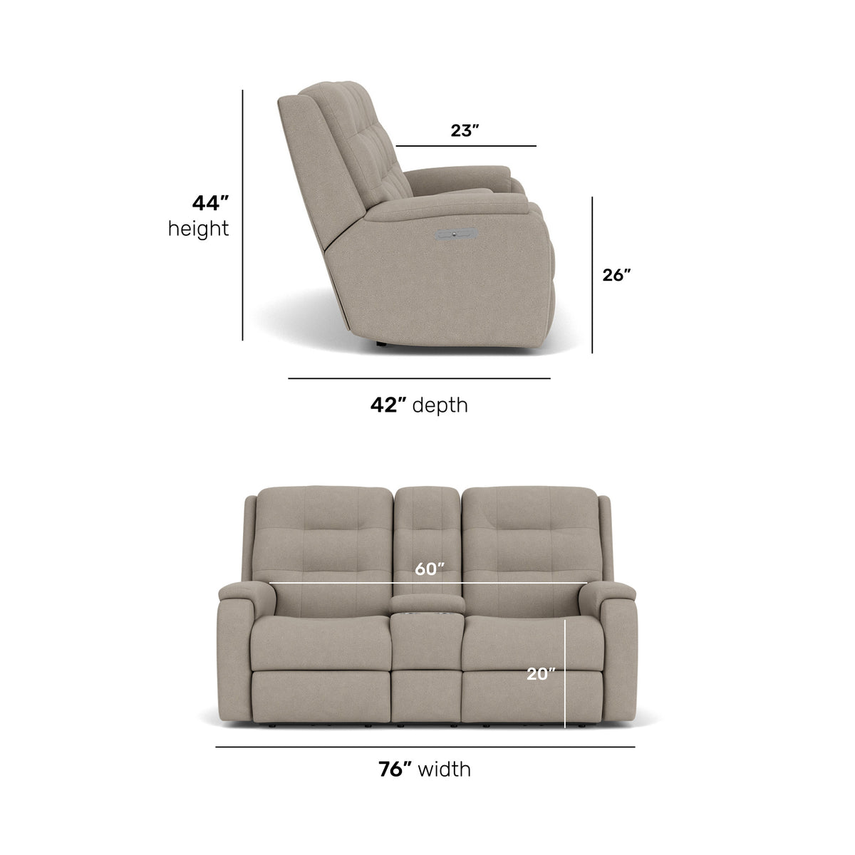 Arlo Fabric Reclining Loveseat with Console