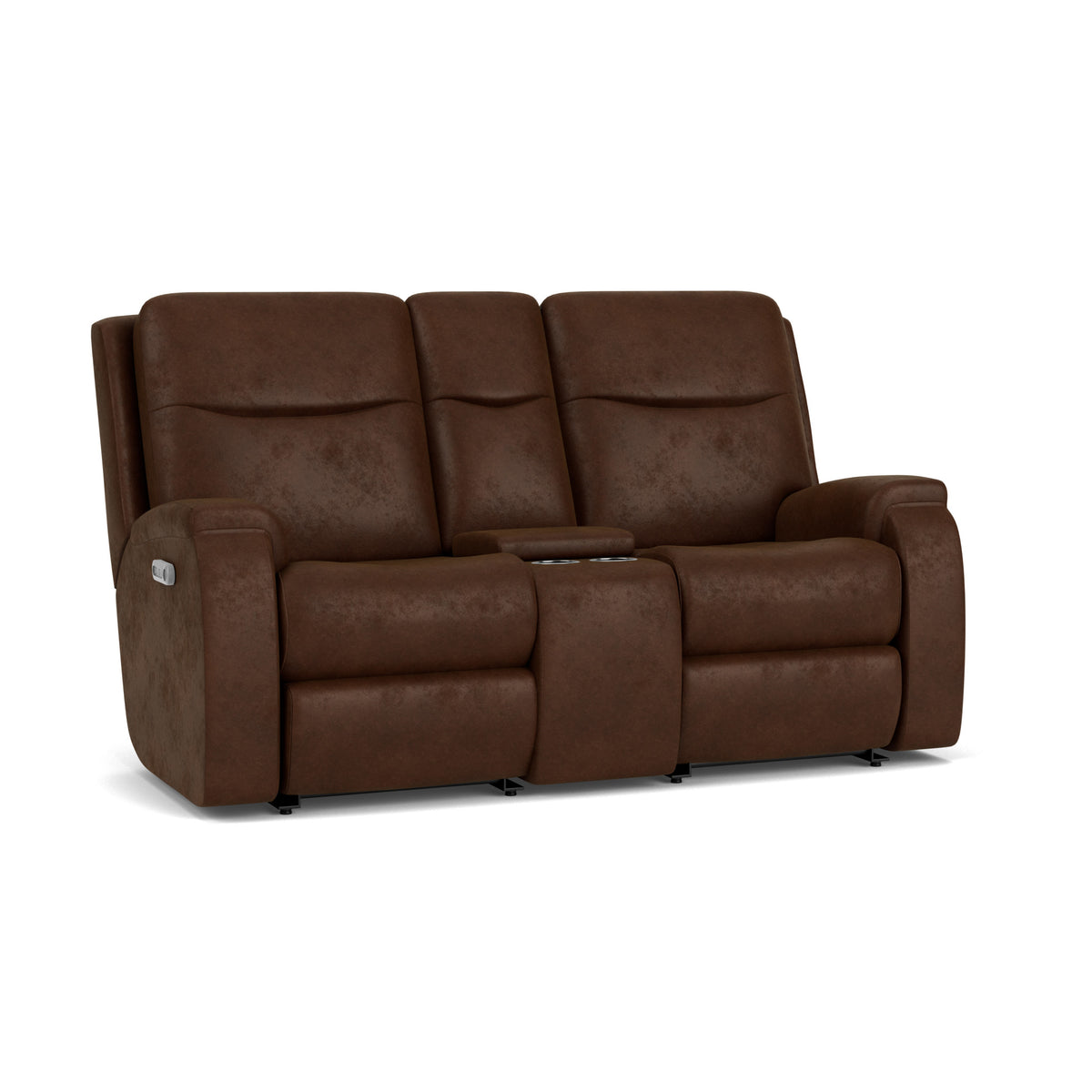 Penn Fabric Power Reclining Loveseat with Console & Power Headrests & Lumbar